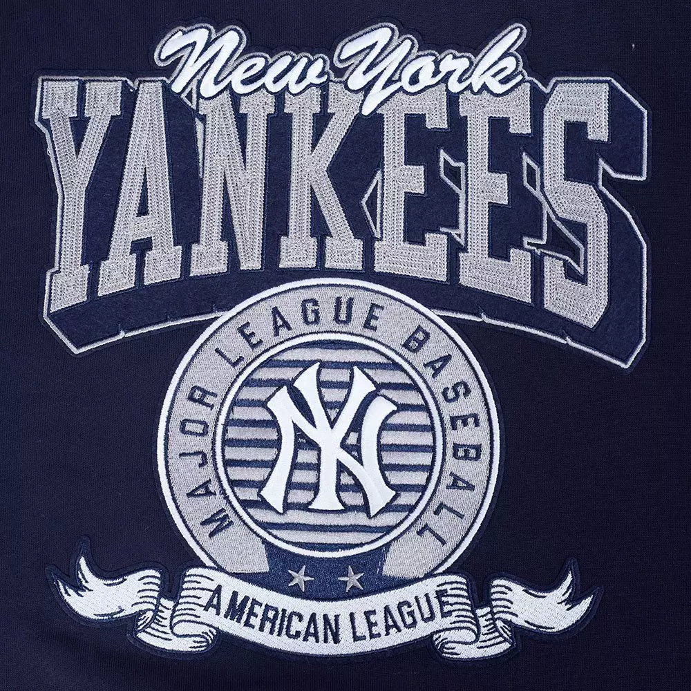 Pro Standard Men's MLB New York Yankees Team Badge Rib Fleece PO Hoodie - Navy - NAVY