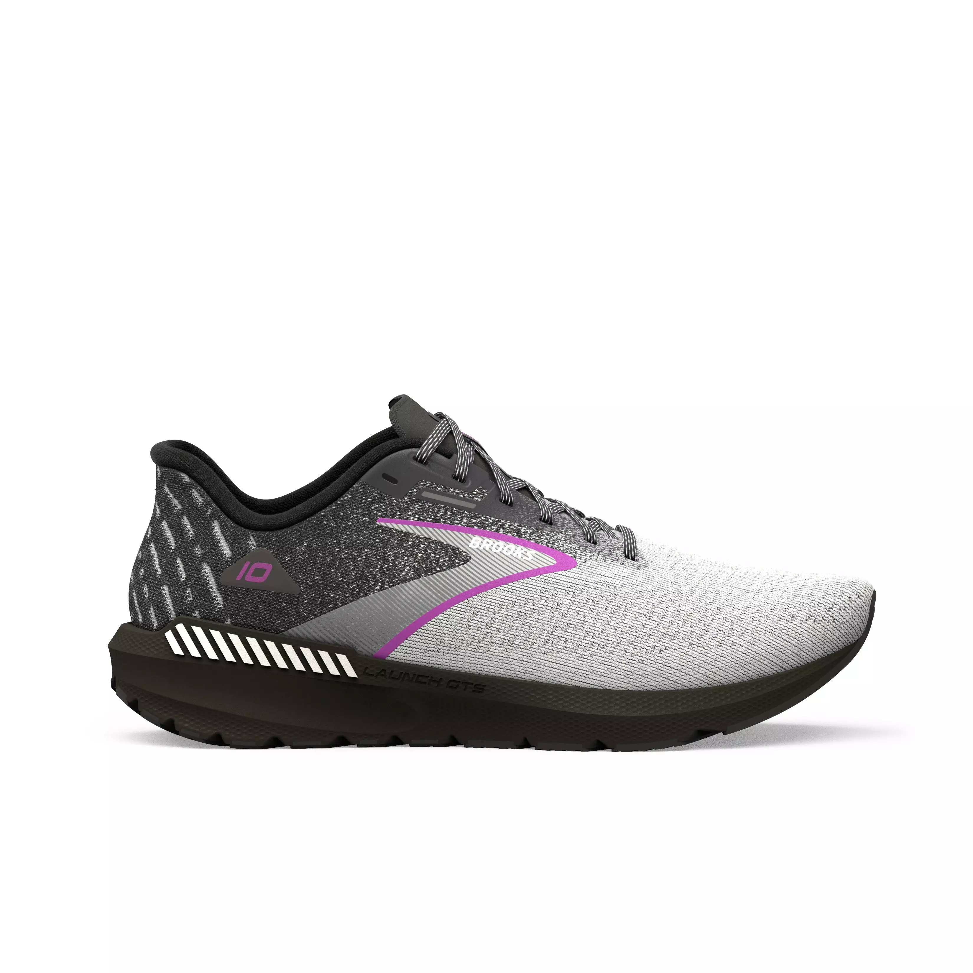 Brooks Launch GTS 10 "Black/White/Violet" Women's Wide Running Shoe - BLACK/WHITE/VIOLET