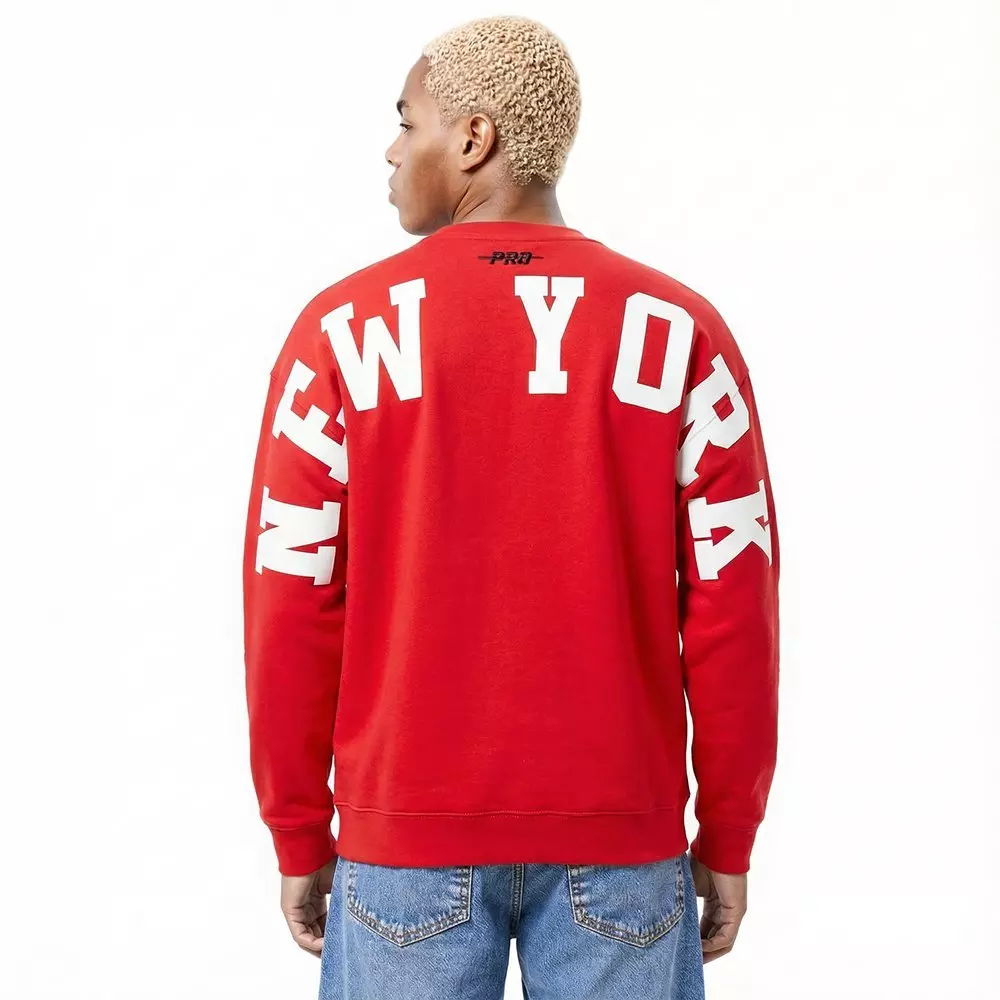 Pro Standard Men's MLB New York Yankees Wingspan Drop Shoulder Fleece Crewneck - Red - RED