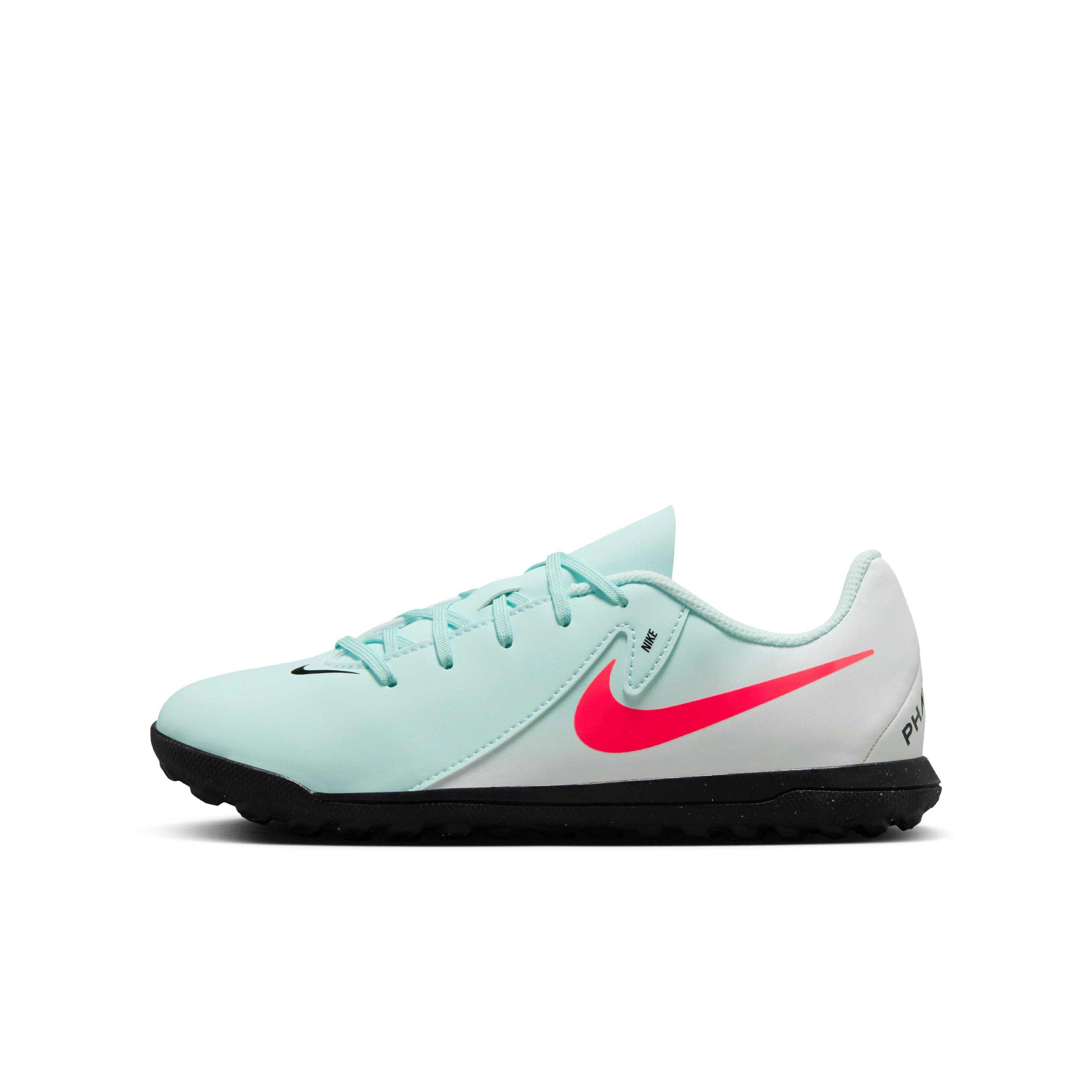 Nike Jr. Phantom GX 2 Academy Turf Grade School Kids' "Mint/Off Noir/Atomic Red" Soccer Shoe
