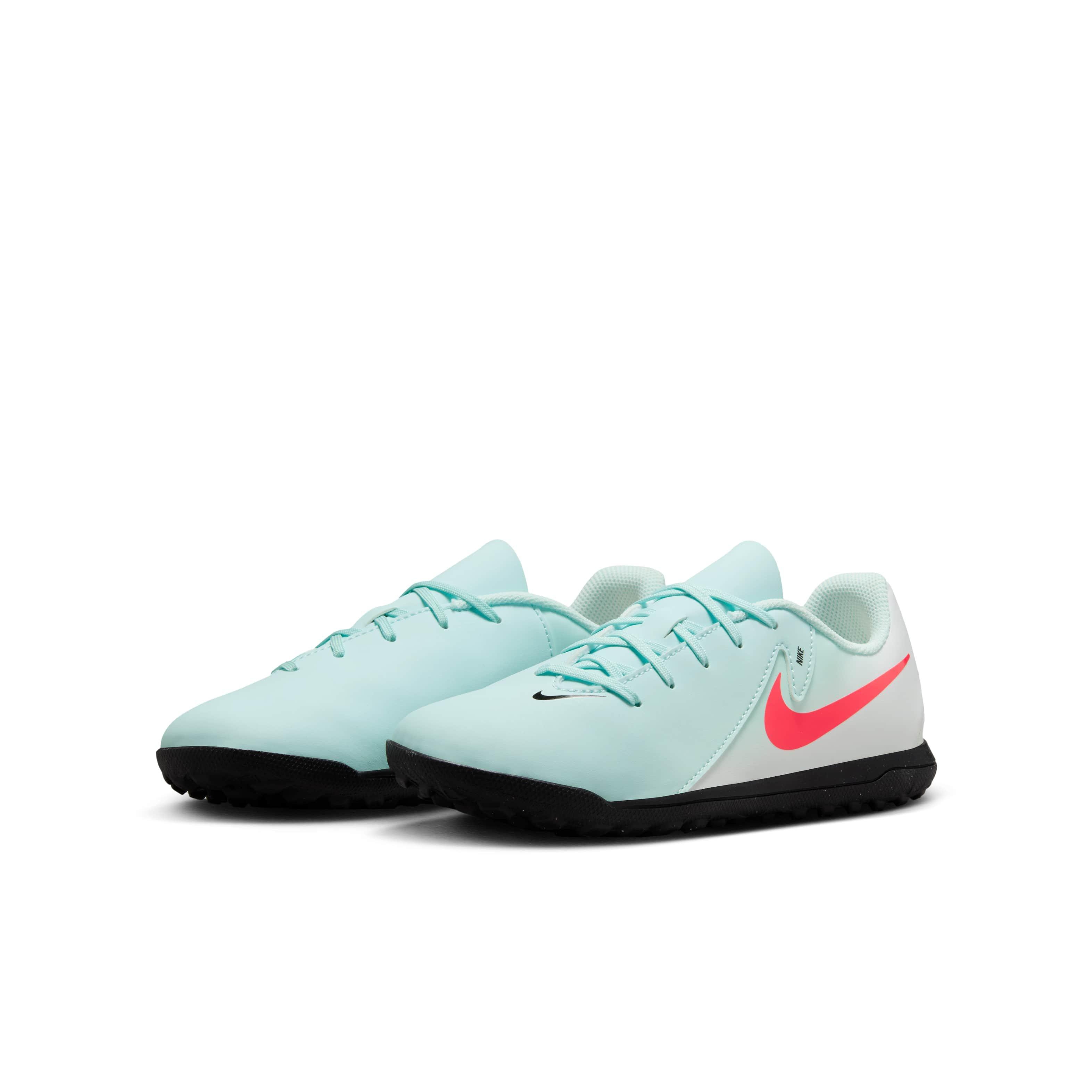 Nike Jr. Phantom GX 2 Academy Turf Grade School Kids' "Mint/Off Noir/Atomic Red" Soccer Shoe