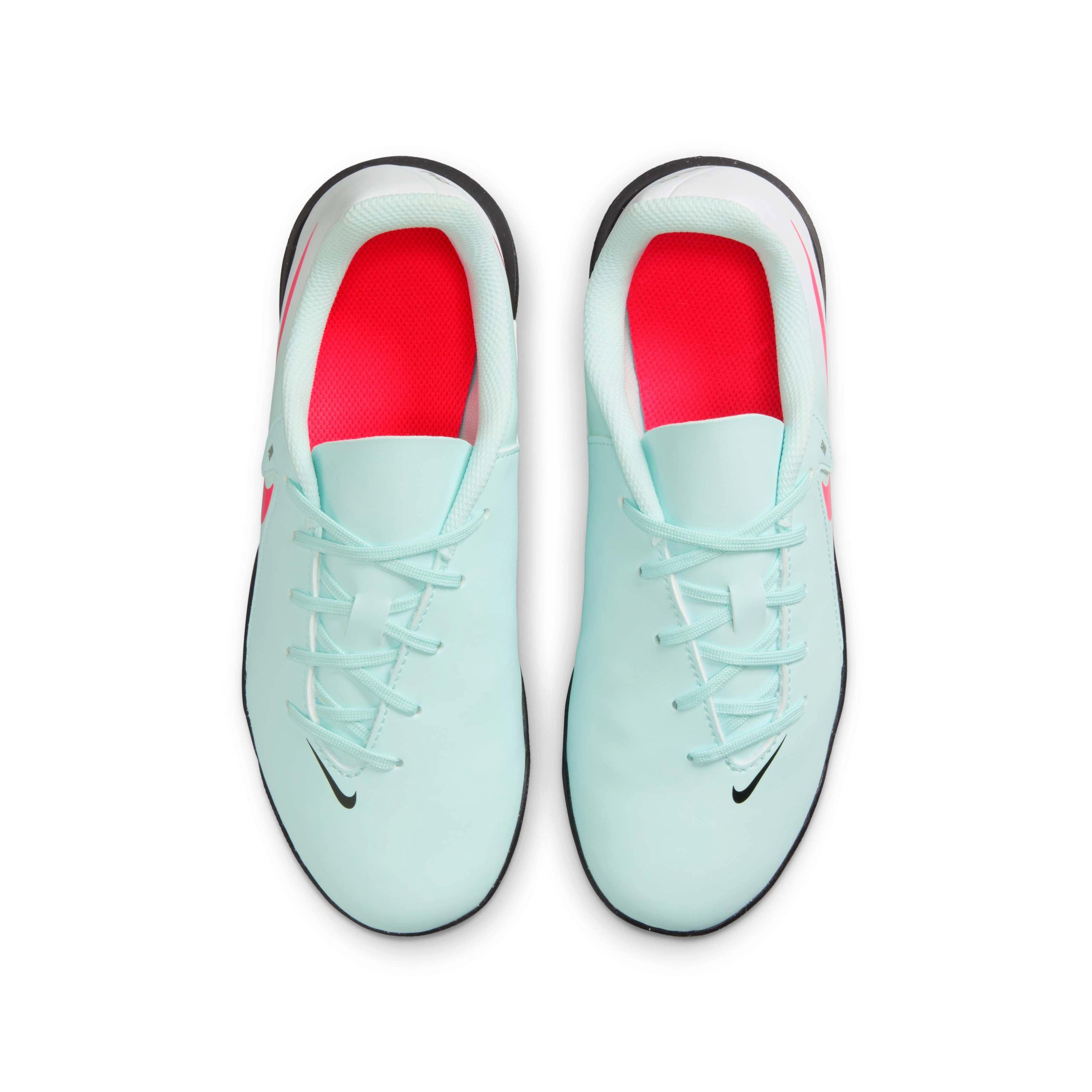 Nike Jr. Phantom GX 2 Academy Turf Grade School Kids' "Mint/Off Noir/Atomic Red" Soccer Shoe