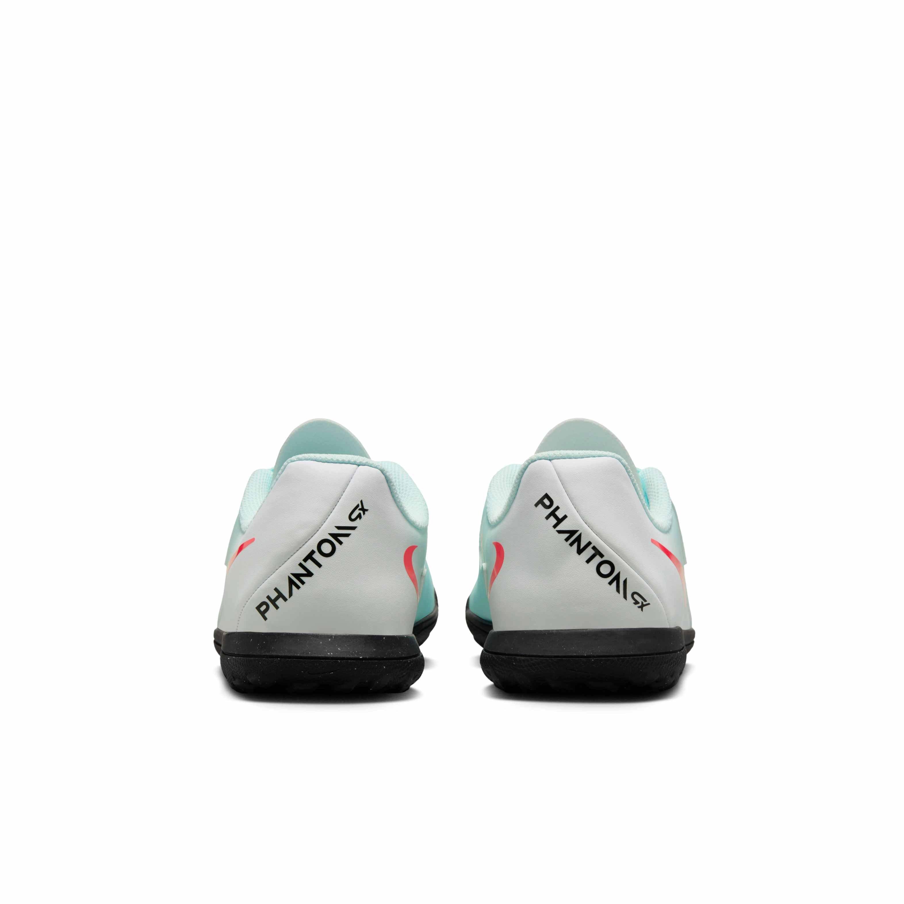 Nike Jr. Phantom GX 2 Academy Turf Grade School Kids' "Mint/Off Noir/Atomic Red" Soccer Shoe
