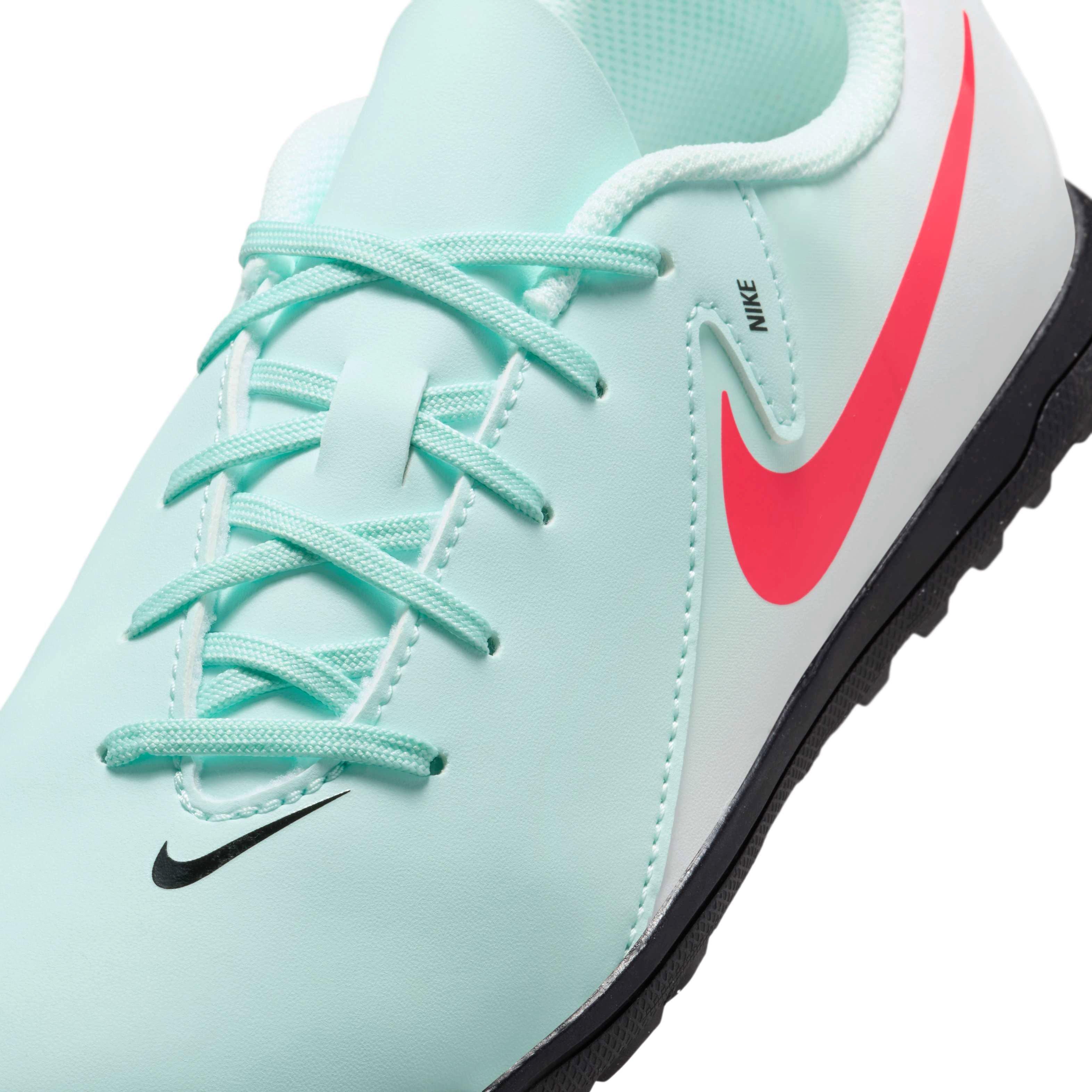 Nike Jr. Phantom GX 2 Academy Turf Grade School Kids' "Mint/Off Noir/Atomic Red" Soccer Shoe