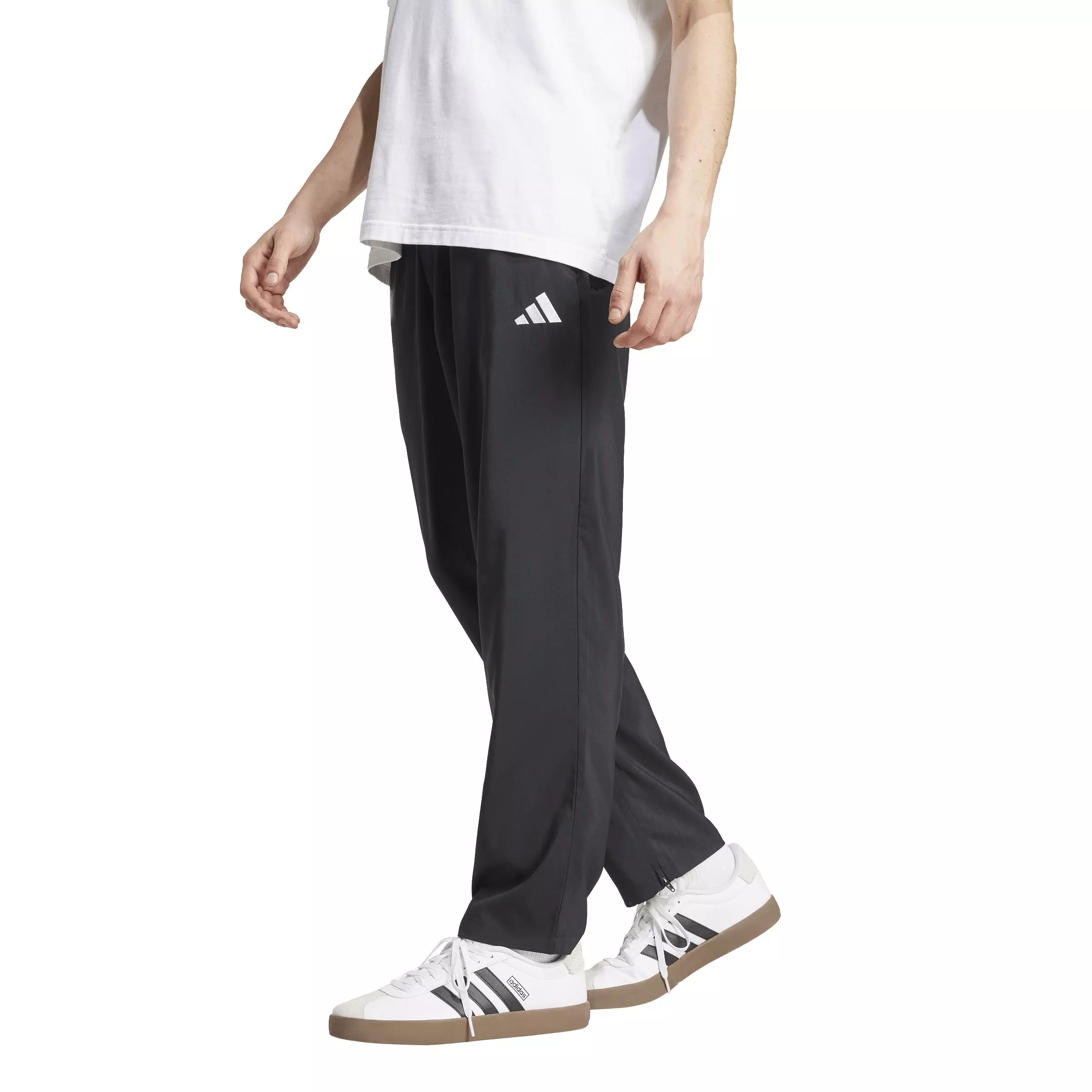 adidas Men's Essentials Small Logo Open-Hem Stanford Tracksuit Bottoms - Black/White - BLACK/WHITE
