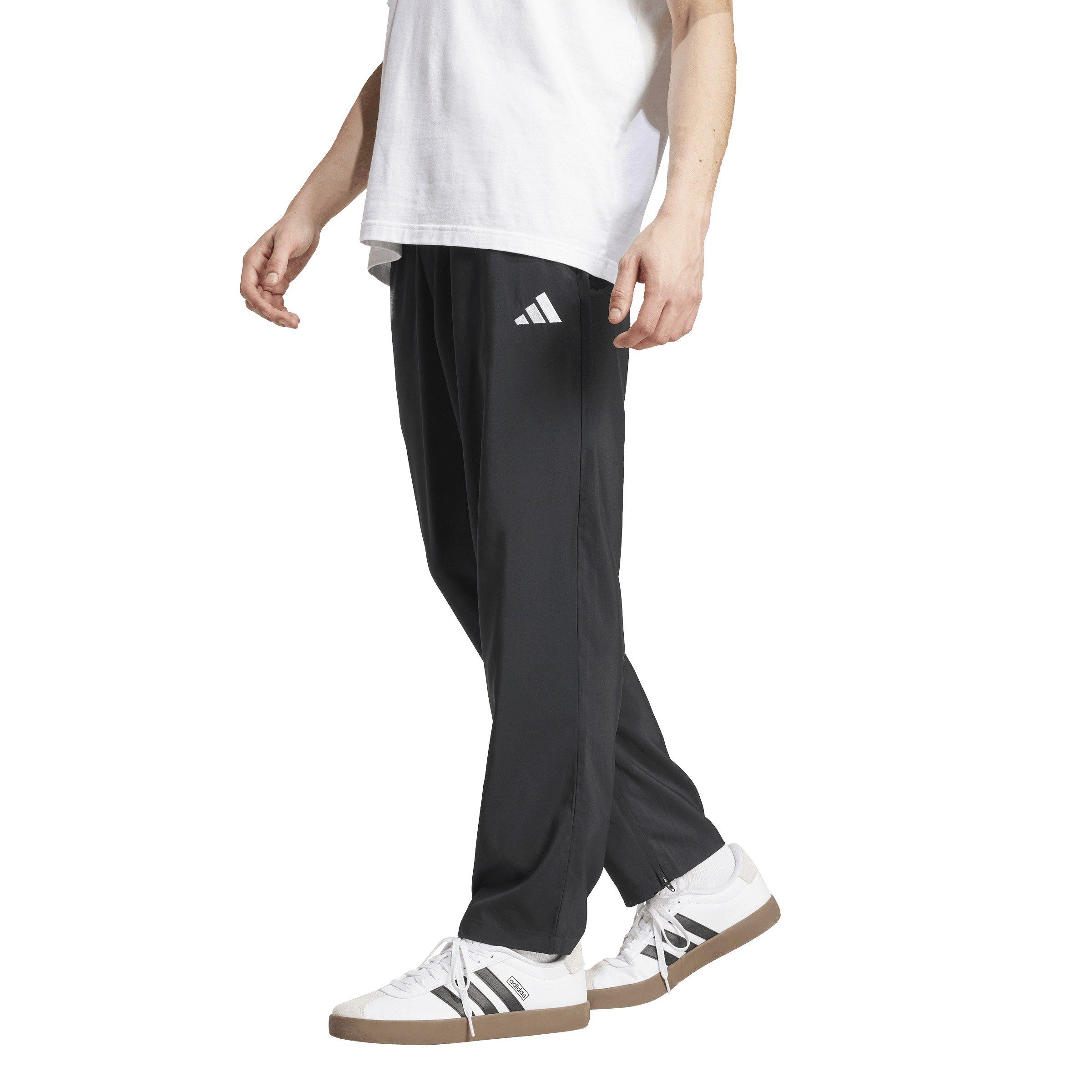 adidas Men's Essentials Small Logo Open-Hem Stanford Tracksuit Bottoms -Black/White - BLACK/WHITE Thumbnail View 1