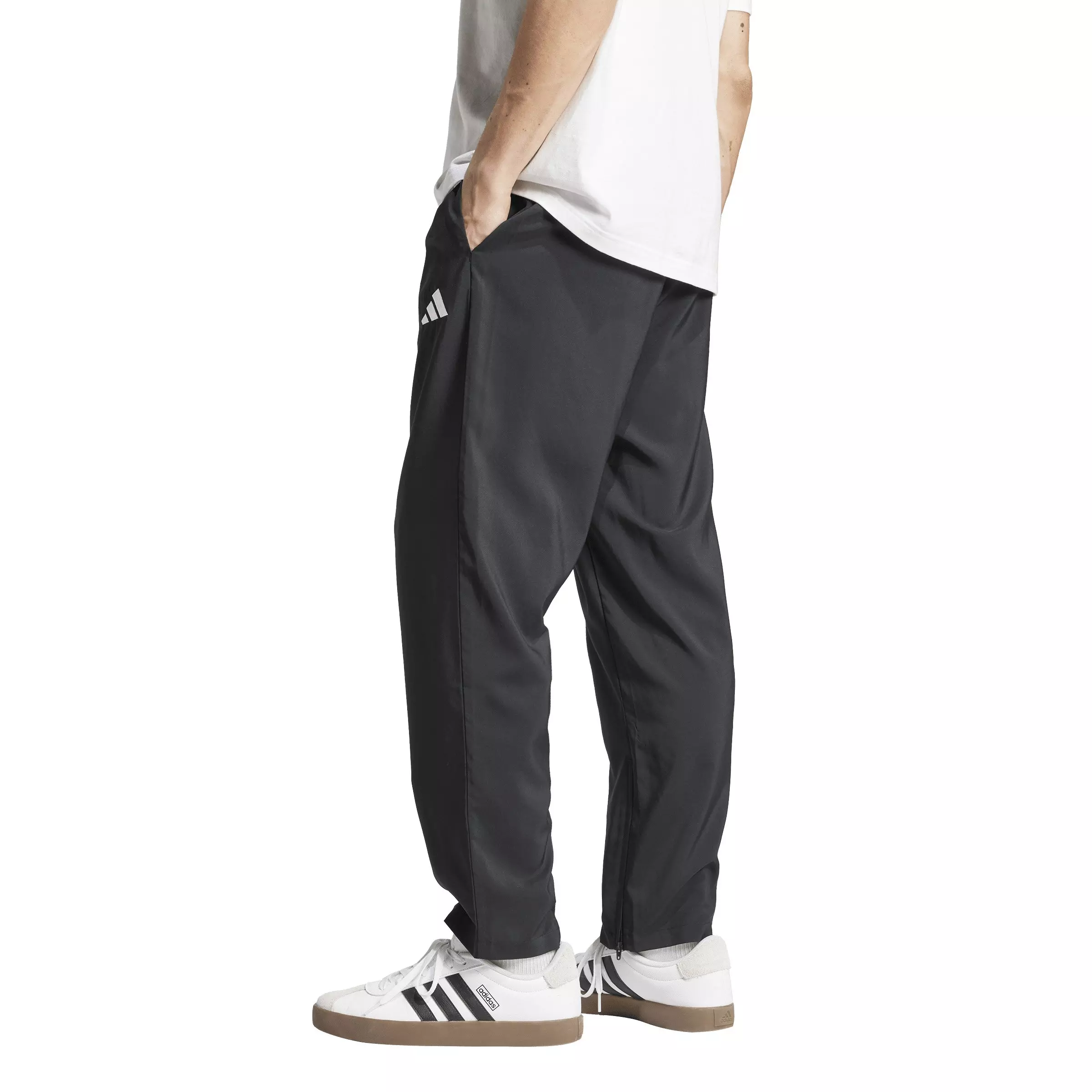 adidas Men's Essentials Small Logo Open-Hem Stanford Tracksuit Bottoms -Black/White - BLACK/WHITE