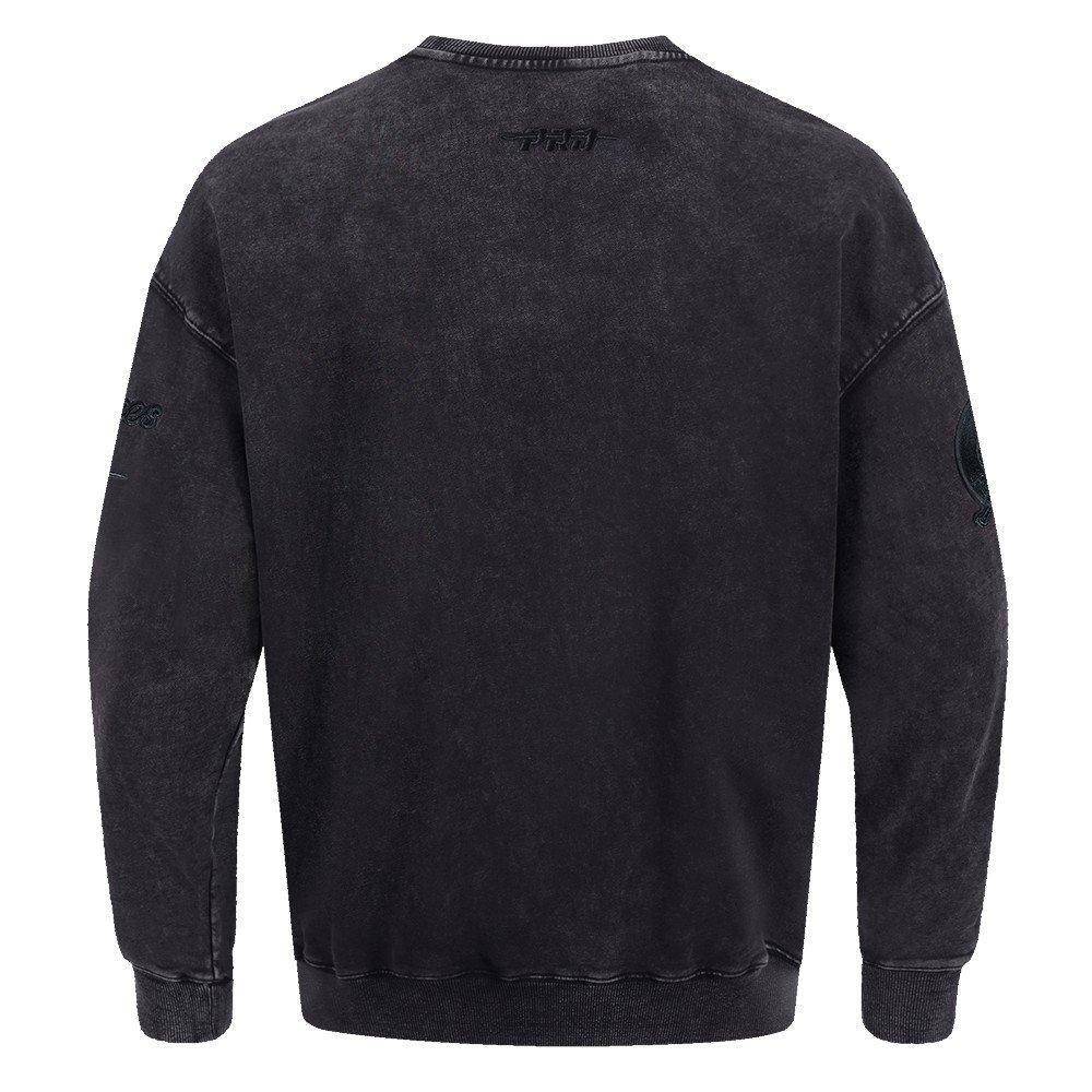 Pro Standard Men's MLB NY Yankees Classic Enzyme Wash Drop Shoulder FT Crewneck - Washed Black - WASHED BLACK