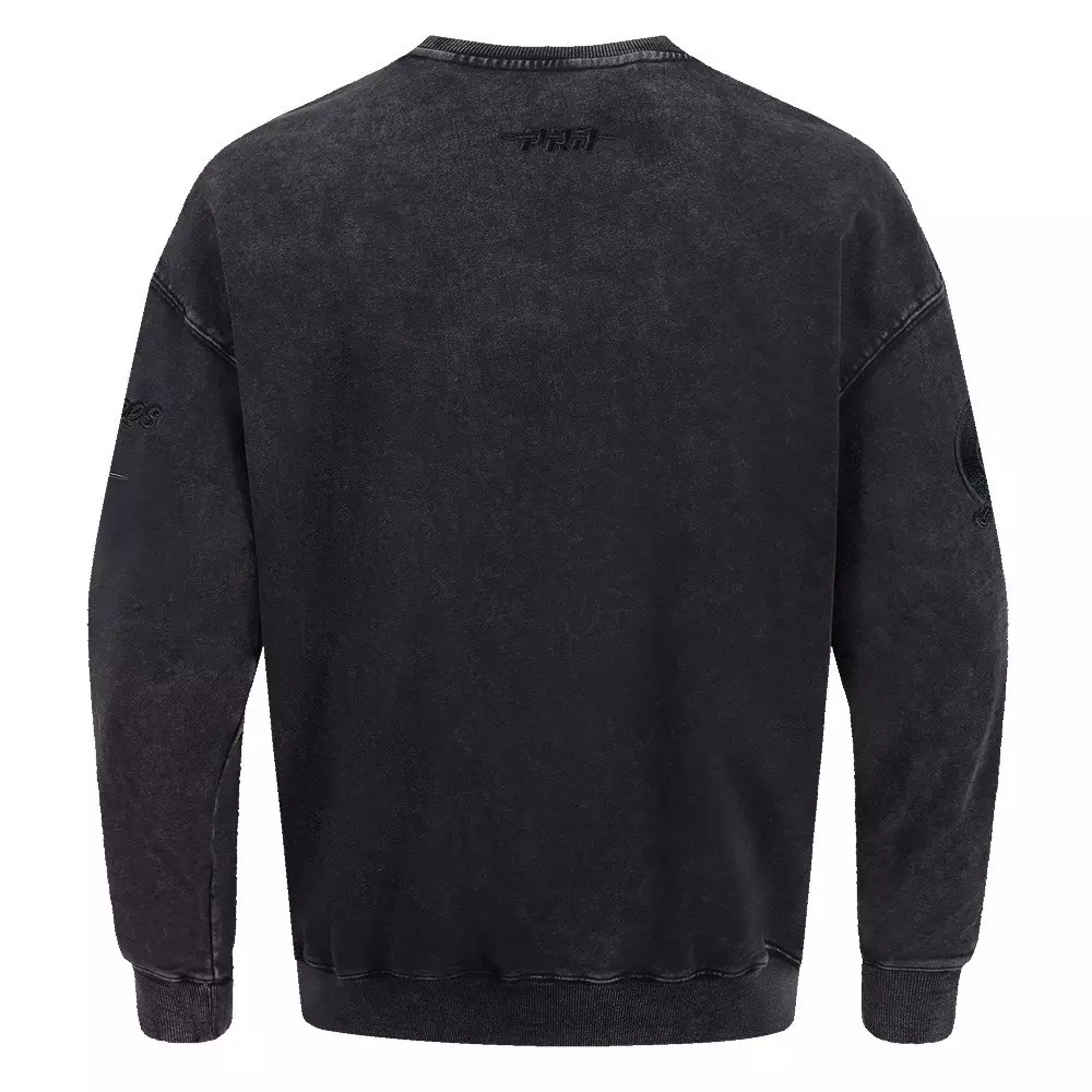 Pro Standard Men's MLB NY Yankees Classic Enzyme Wash Drop Shoulder FT Crewneck - Washed Black - WASHED BLACK