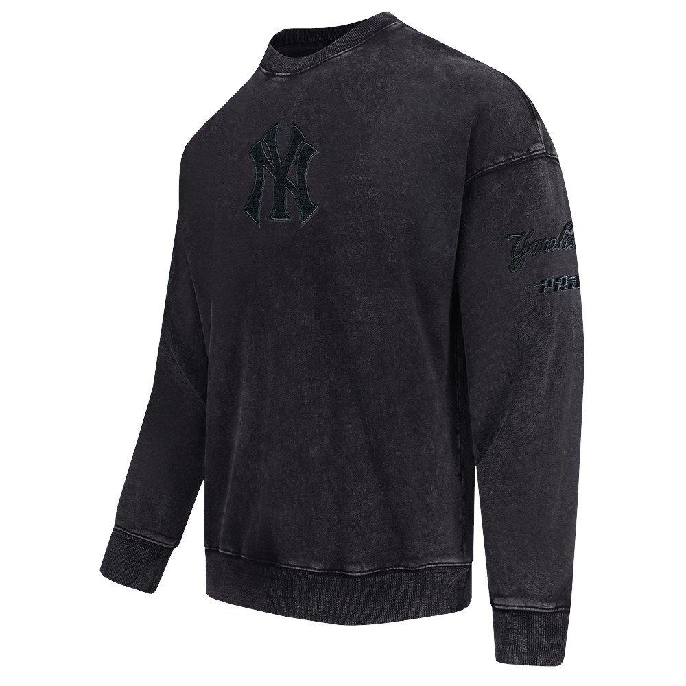 Pro Standard Men's MLB NY Yankees Classic Enzyme Wash Drop Shoulder FT Crewneck - Washed Black - WASHED BLACK