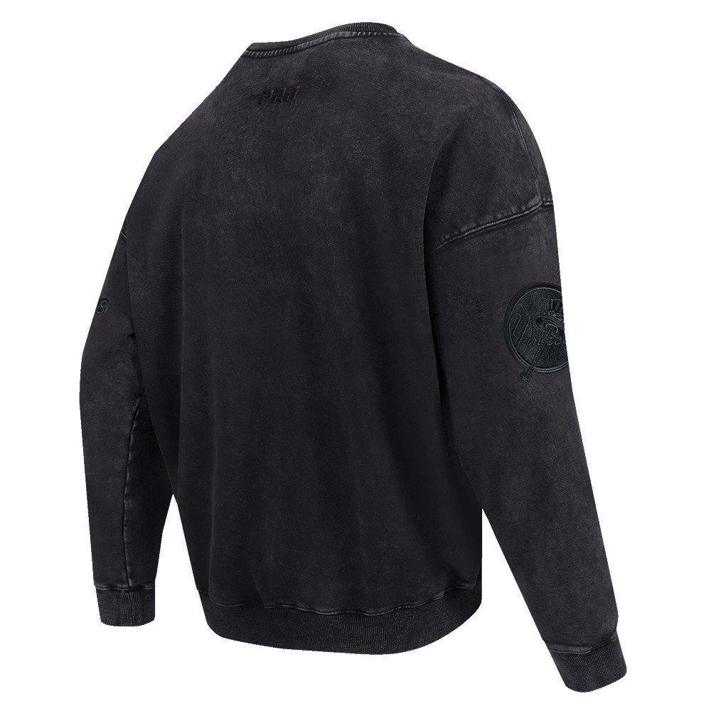 Pro Standard Men's MLB NY Yankees Classic Enzyme Wash Drop Shoulder FT Crewneck - Washed Black - WASHED BLACK