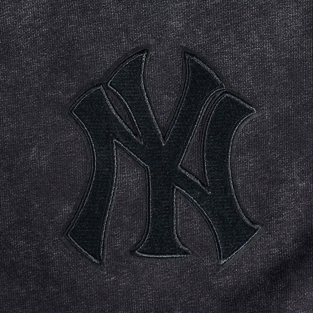 Pro Standard Men's MLB NY Yankees Classic Enzyme Wash Drop Shoulder FT Crewneck - Washed Black - WASHED BLACK