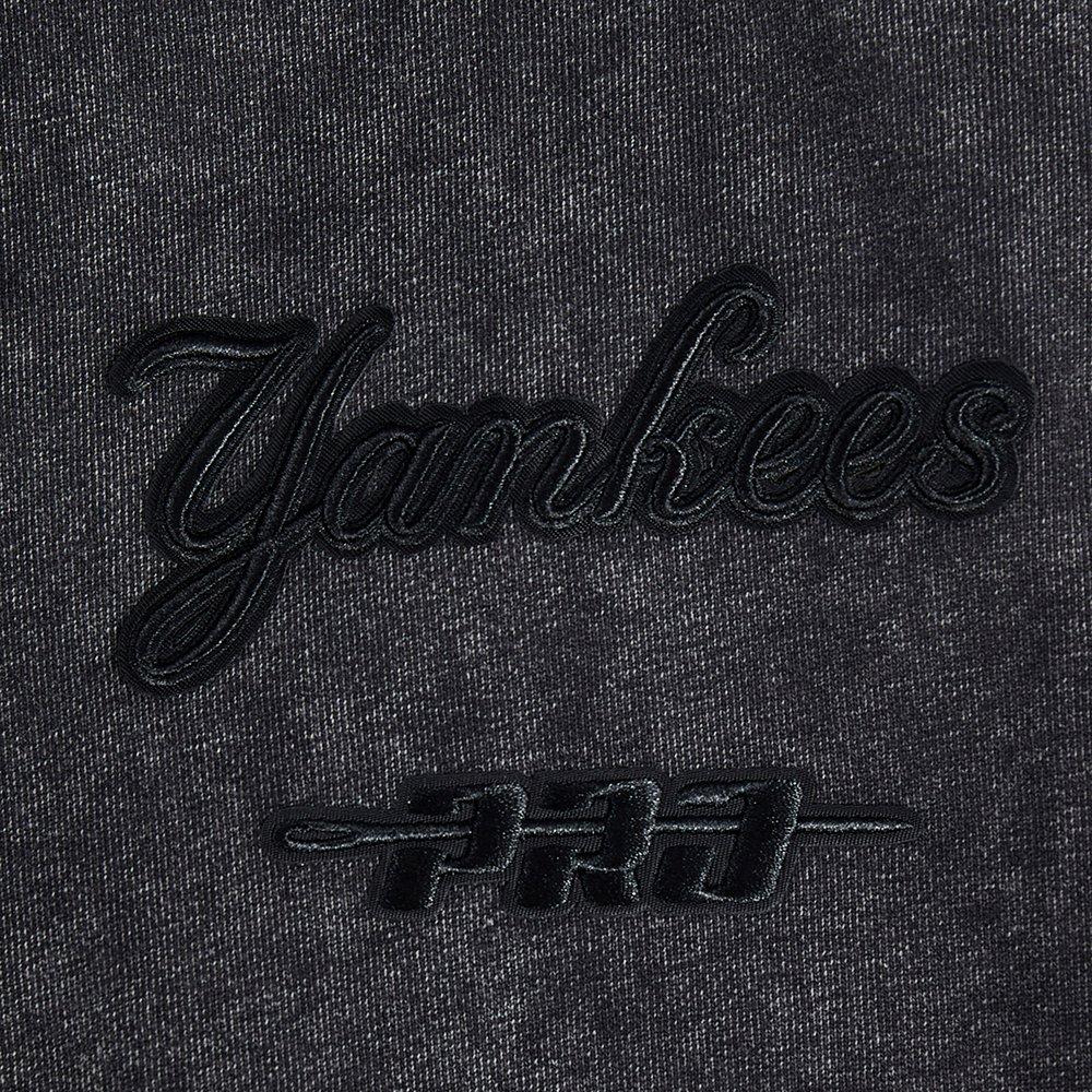 Pro Standard Men's MLB NY Yankees Classic Enzyme Wash Drop Shoulder FT Crewneck - Washed Black - WASHED BLACK