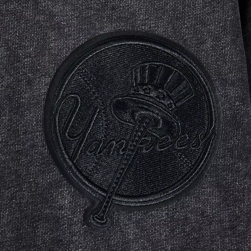 Pro Standard Men's MLB NY Yankees Classic Enzyme Wash Drop Shoulder FT Crewneck - Washed Black - WASHED BLACK