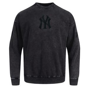 Pro Standard Men's MLB NY Yankees Classic Enzyme Wash Drop Shoulder FT Crewneck - Washed Black - WASHED BLACK
