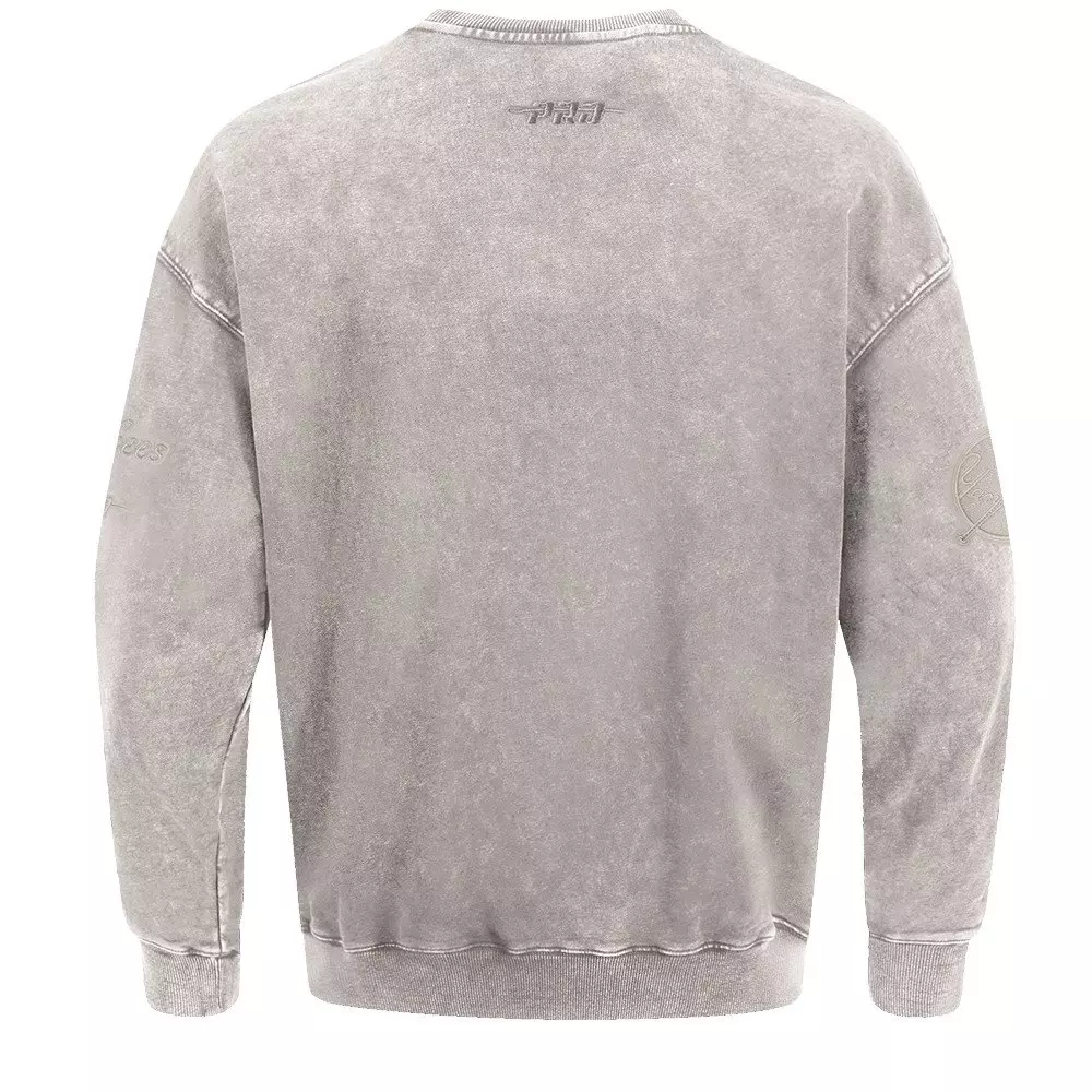 Pro Standard Men's MLB NY Yankees Classic Enzyme Wash Drop Shoulder FT Crewneck - Washed Grey - WASHED GREY