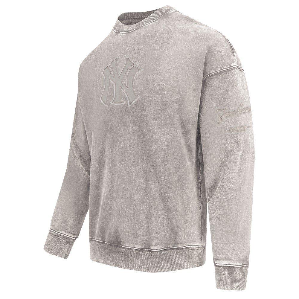 Pro Standard Men's MLB NY Yankees Classic Enzyme Wash Drop Shoulder FT Crewneck - Washed Grey - WASHED GREY