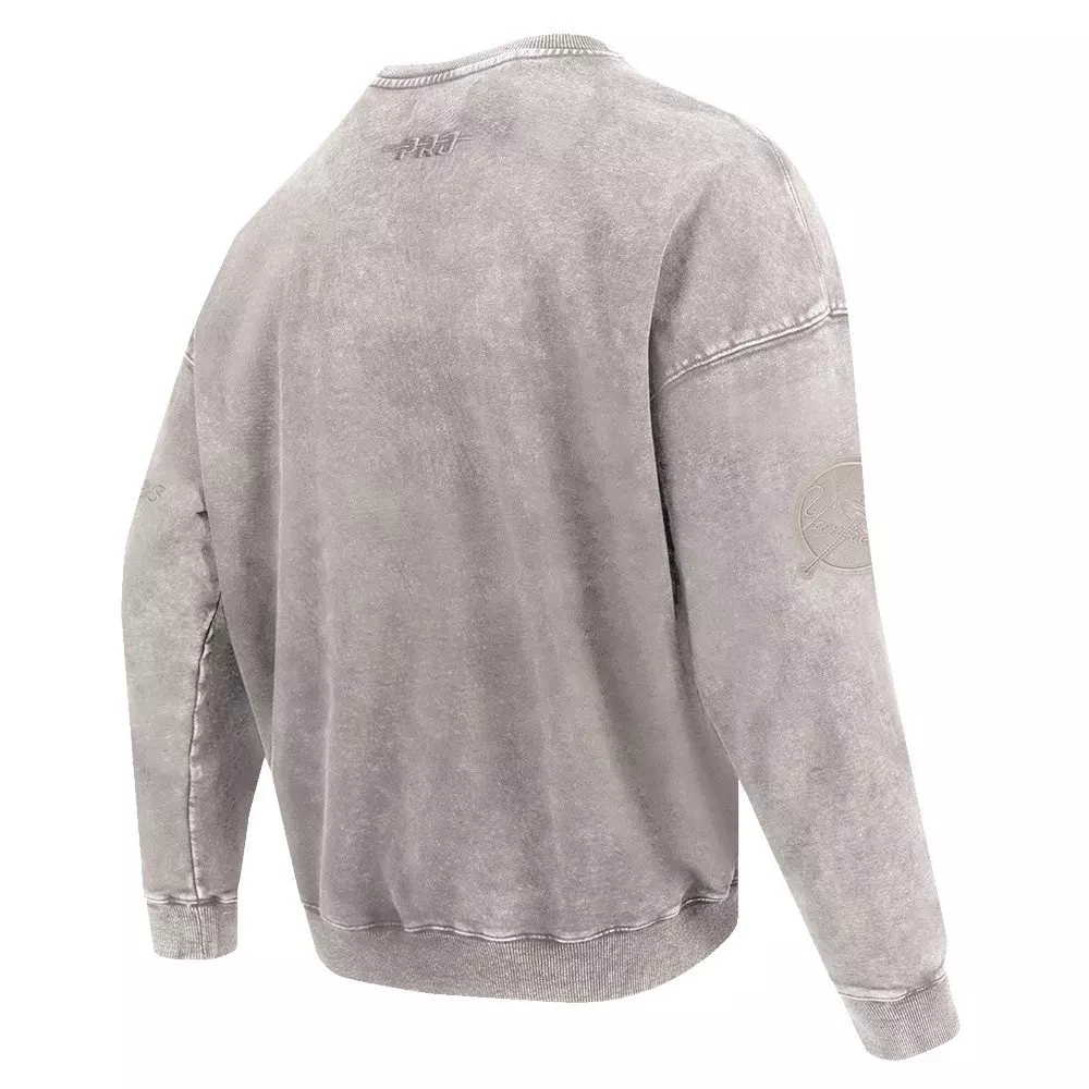 Pro Standard Men's MLB NY Yankees Classic Enzyme Wash Drop Shoulder FT Crewneck - Washed Grey - WASHED GREY