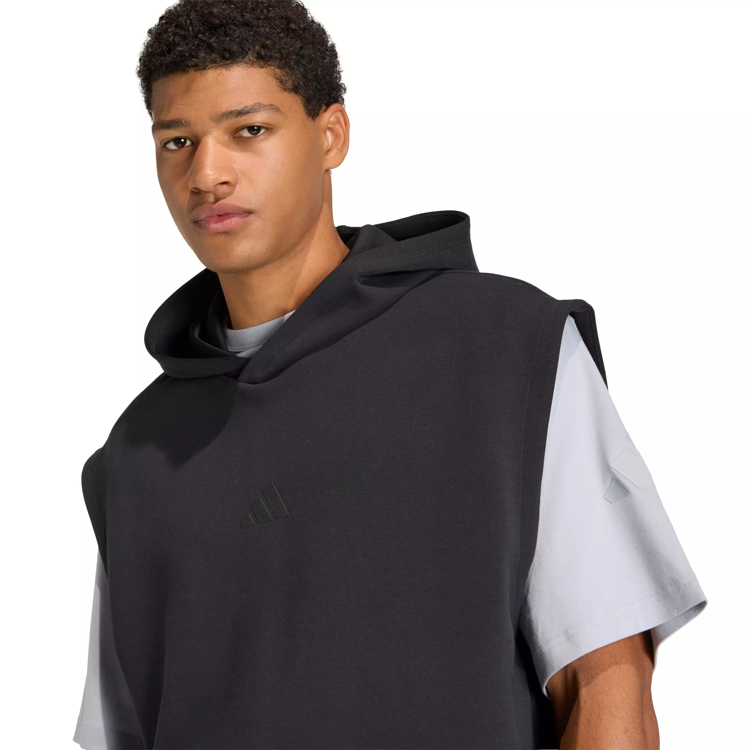 adidas Men's Soft Lux Hooded Vest -Black - BLACK