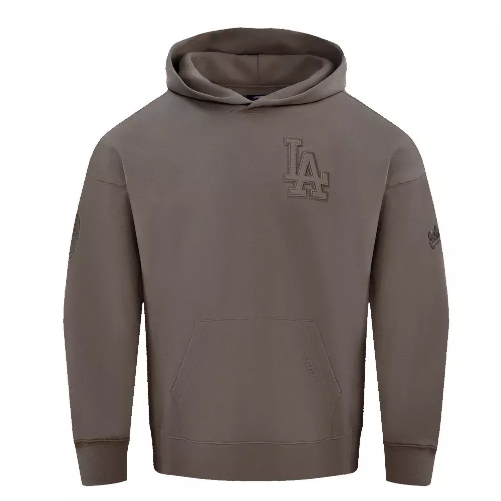 Pro Standard Men's MLB Los Angeles Dodgers Neutral Drop Shoulder Pullover Hoodie - Dk Taupe - DK TAUPE