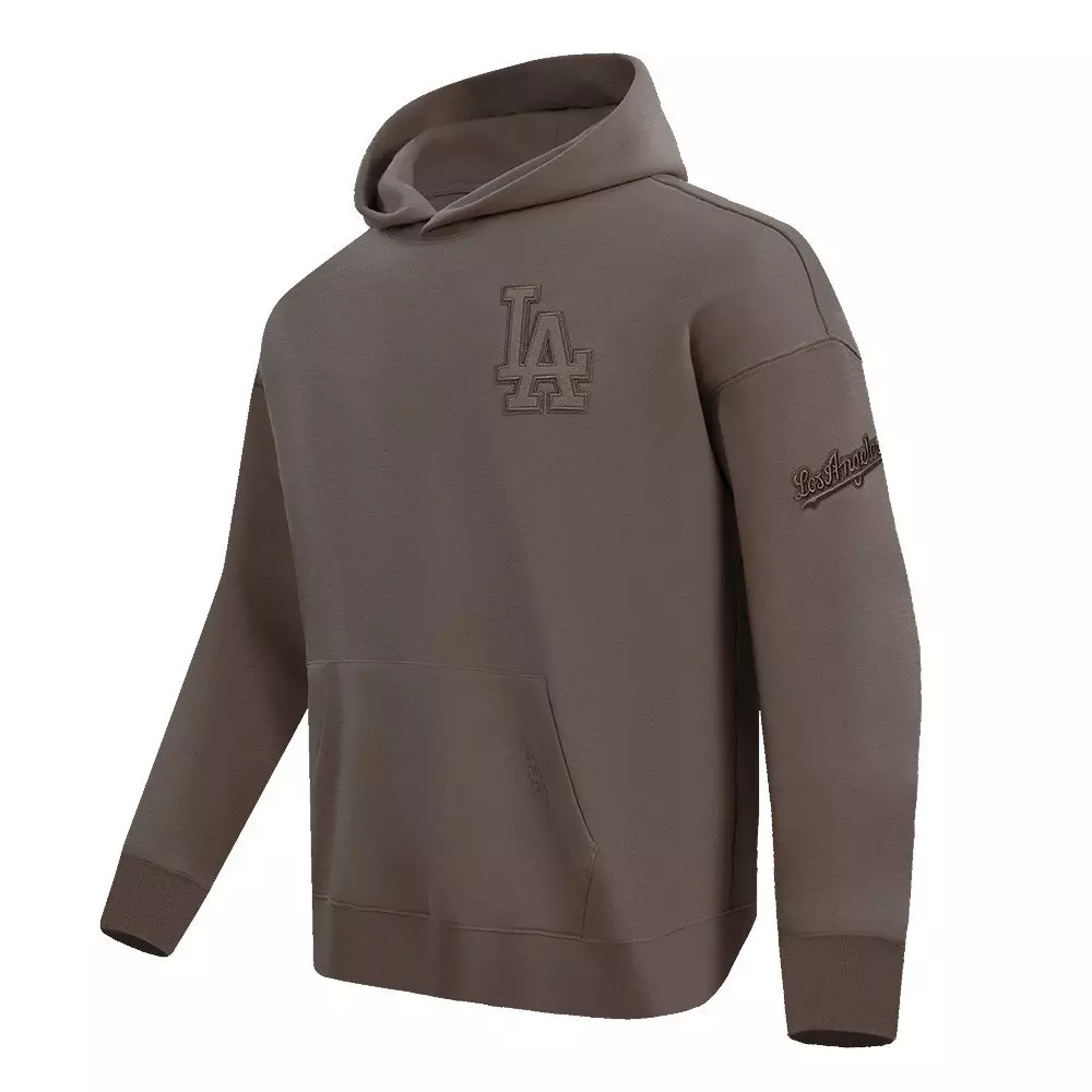 Pro Standard Men's MLB Los Angeles Dodgers Neutral Drop Shoulder Pullover Hoodie - Dk Taupe - DK TAUPE