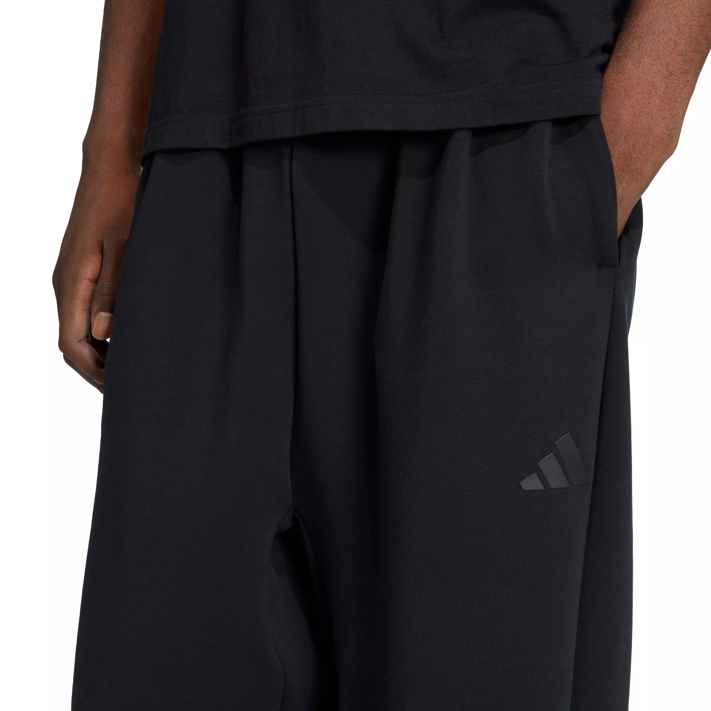 adidas Men's Soft Lux Straight Leg Tracksuit Bottoms -Black - BLACK