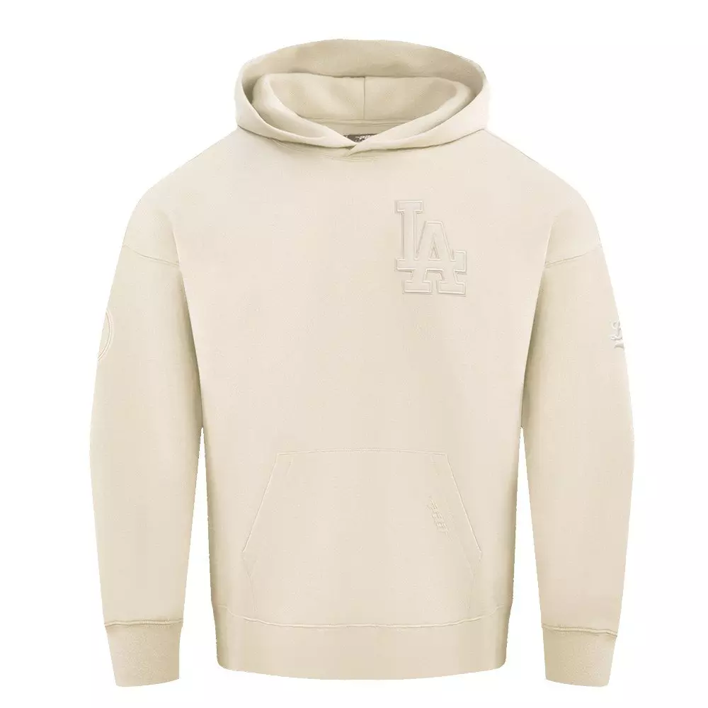 Pro Standard Men's MLB Los Angeles Dodgers Neutral Drop Shoulder Fleece Pullover Hoodie - Eggshell - EGGSHELL