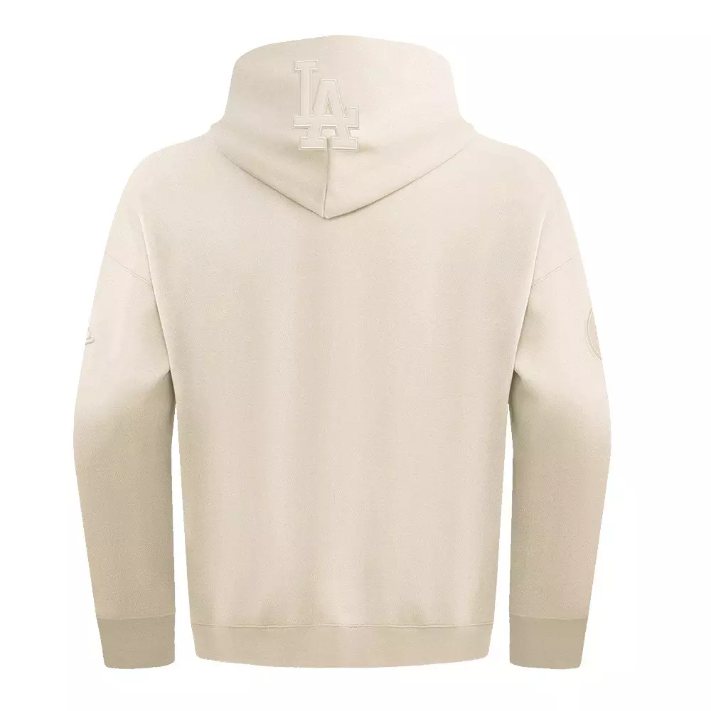 Pro Standard Men's MLB Los Angeles Dodgers Neutral Drop Shoulder Fleece Pullover Hoodie - Eggshell - EGGSHELL