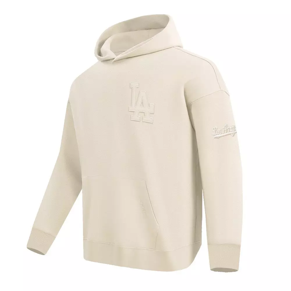 Pro Standard Men's MLB Los Angeles Dodgers Neutral Drop Shoulder Fleece Pullover Hoodie - Eggshell - EGGSHELL
