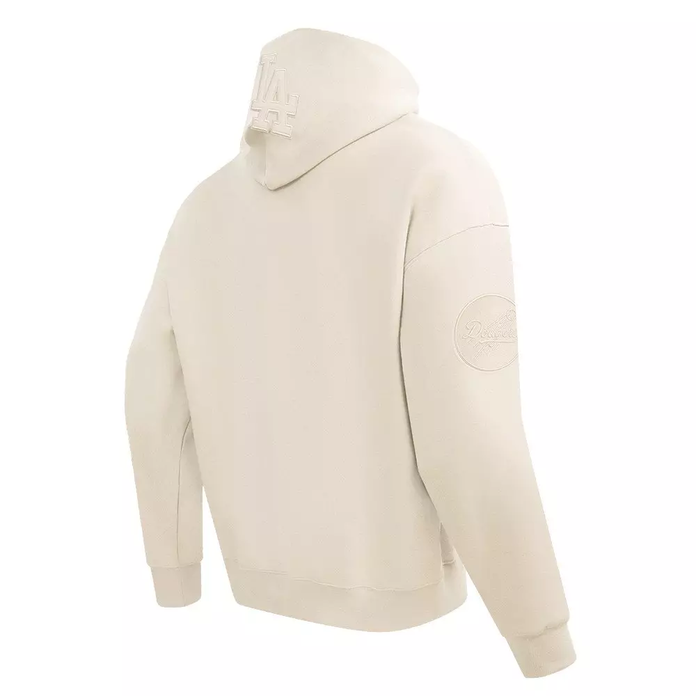 Pro Standard Men's MLB Los Angeles Dodgers Neutral Drop Shoulder Fleece Pullover Hoodie - Eggshell - EGGSHELL