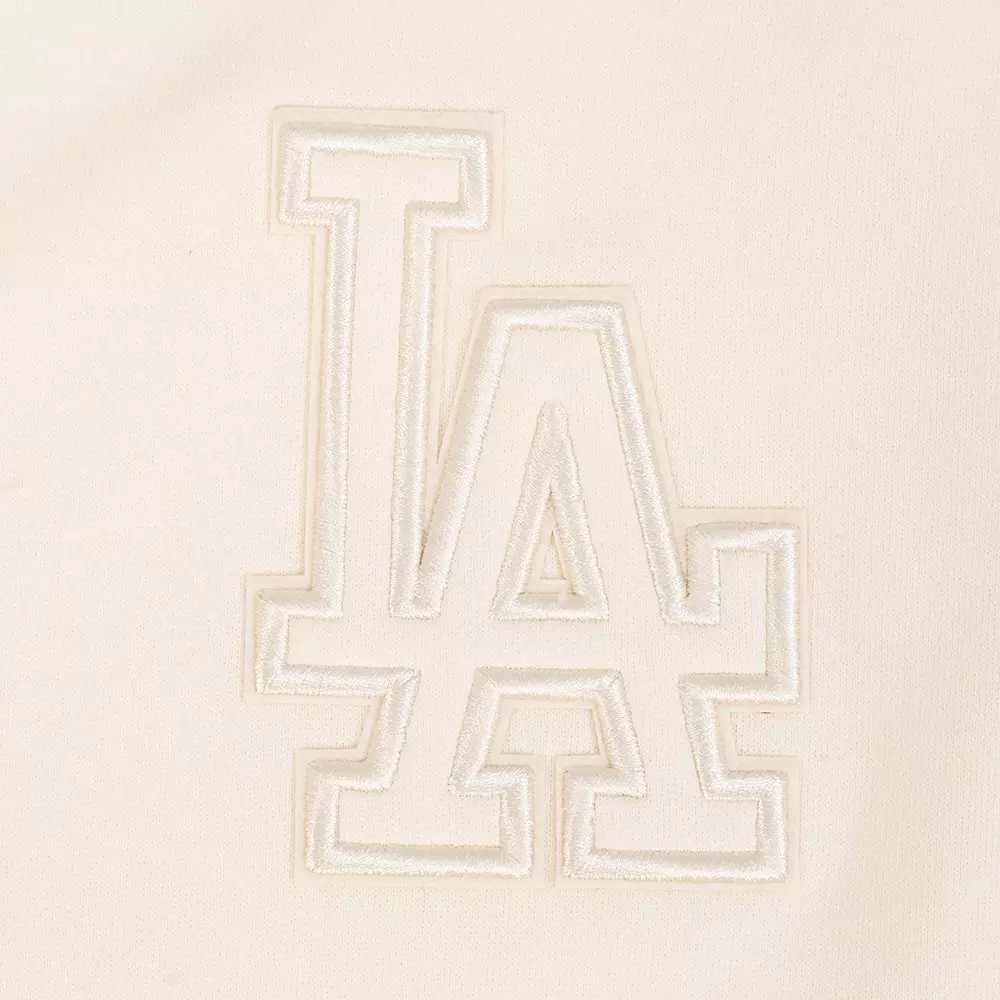 Pro Standard Men's MLB Los Angeles Dodgers Neutral Drop Shoulder Fleece Pullover Hoodie - Eggshell - EGGSHELL