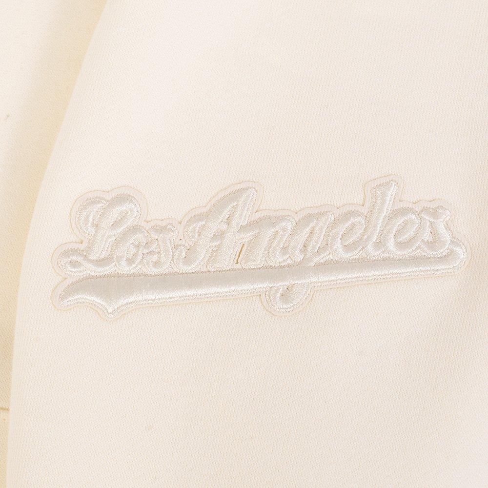 Pro Standard Men's MLB Los Angeles Dodgers Neutral Drop Shoulder Fleece Pullover Hoodie - Eggshell - EGGSHELL