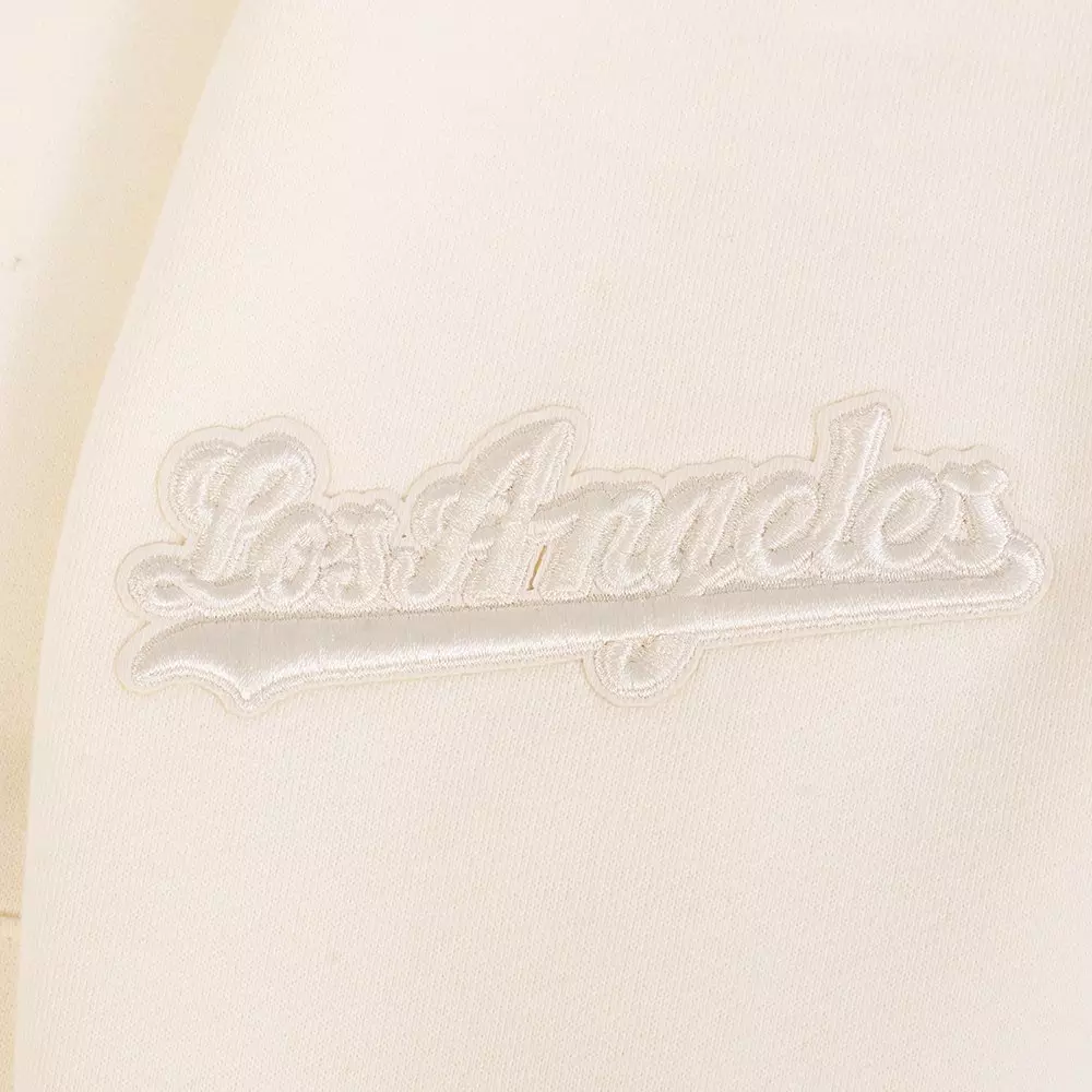 Pro Standard Men's MLB Los Angeles Dodgers Neutral Drop Shoulder Fleece Pullover Hoodie - Eggshell - EGGSHELL