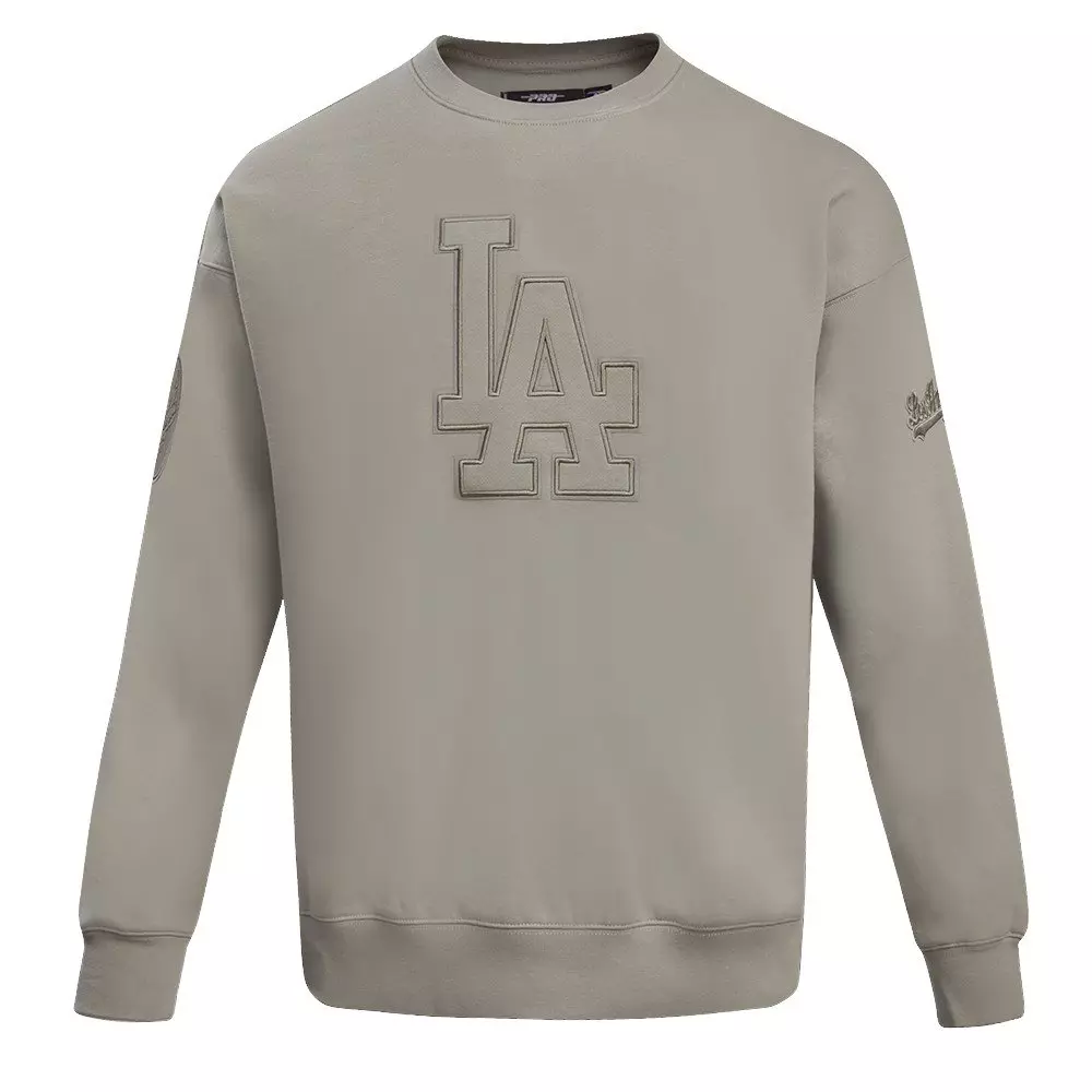 Pro Standard Men's MLB Los Angeles Dodgers Neutral Drop Shoulder Fleece Crewneck Sweatshirt - Taupe - TAUPE
