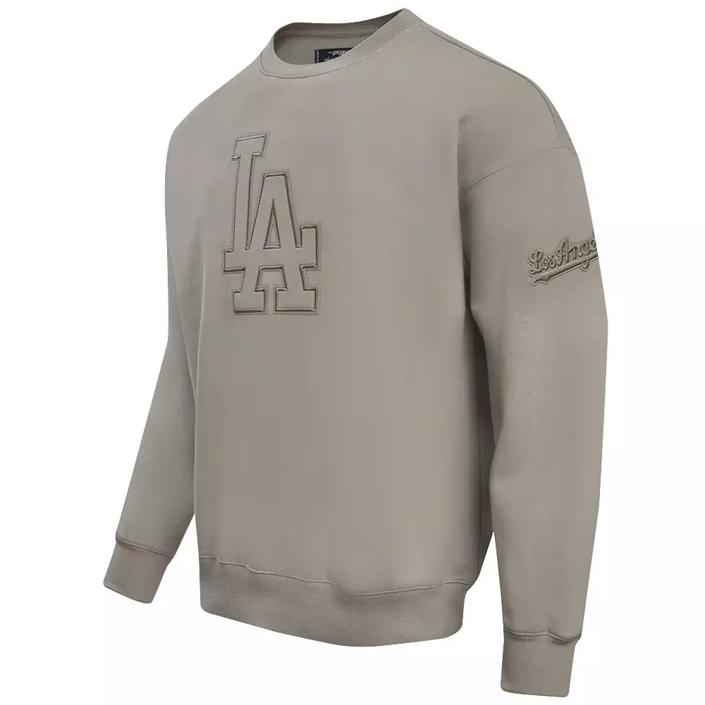 Pro Standard Men's MLB Los Angeles Dodgers Neutral Drop Shoulder Fleece Crewneck Sweatshirt - Taupe - TAUPE