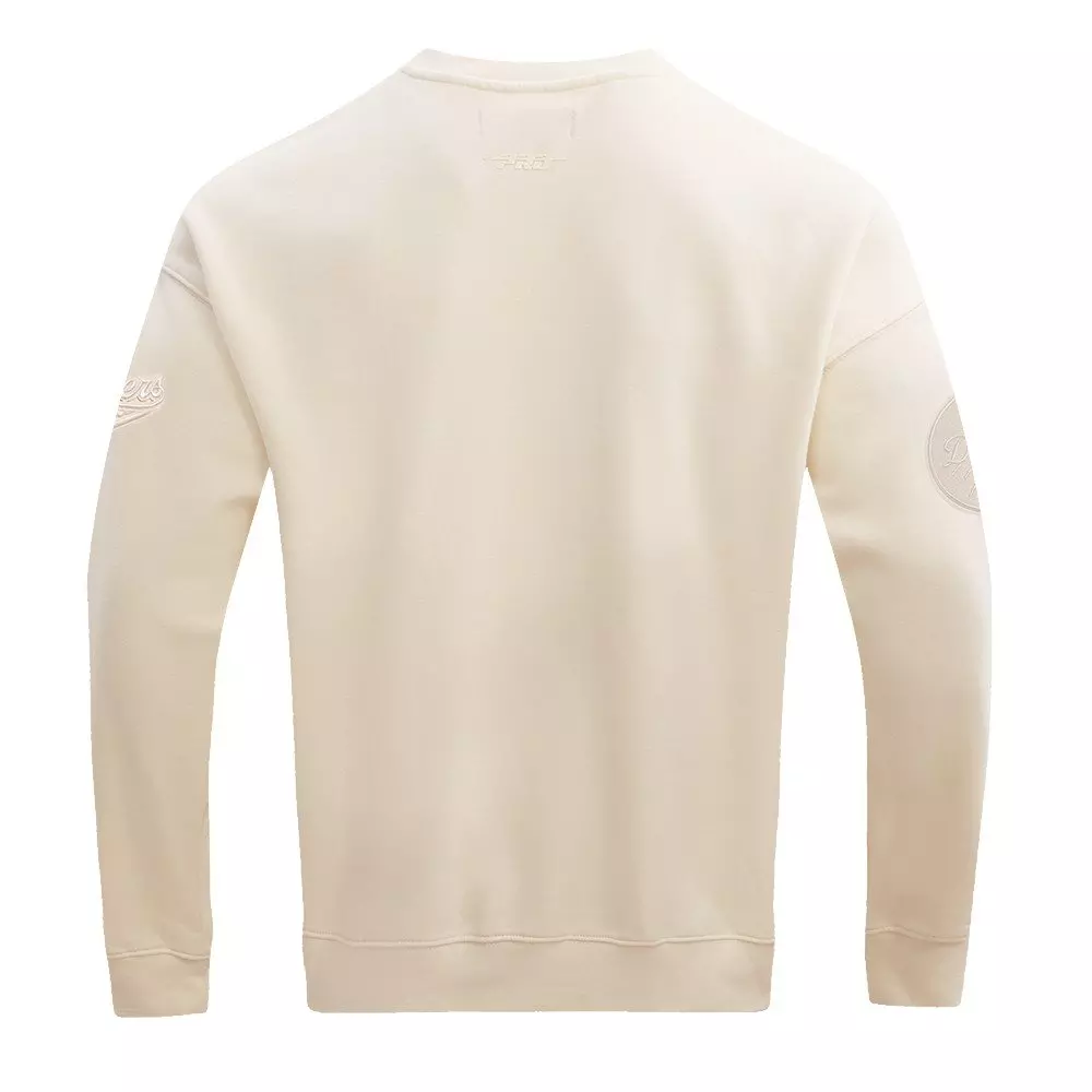 Pro Standard Men's MLB LA Dodgers Neutral Drop Shoulder Fleece Crewneck Sweatshirt - Eggshell - EGGSHELL