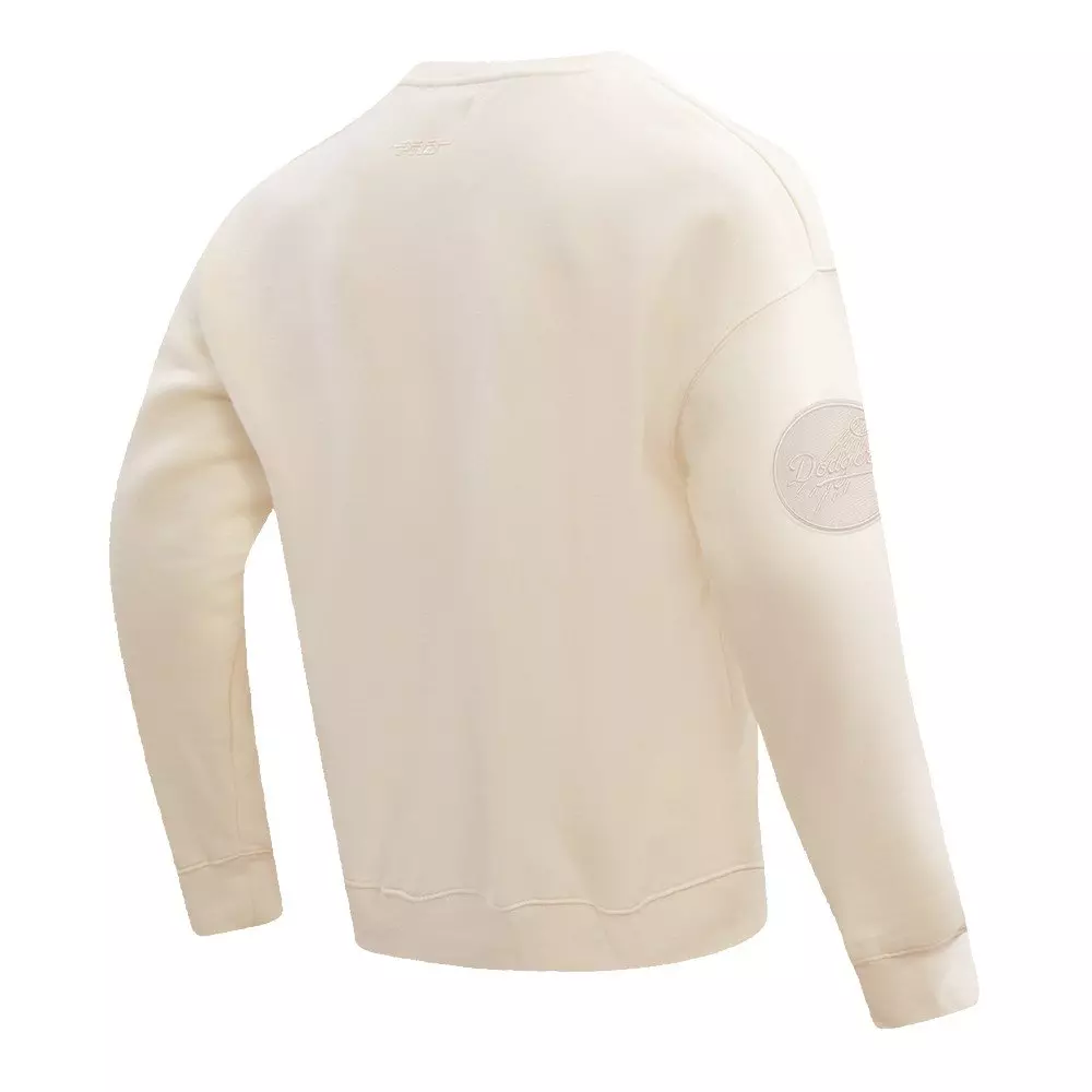 Pro Standard Men's MLB LA Dodgers Neutral Drop Shoulder Fleece Crewneck Sweatshirt - Eggshell - EGGSHELL