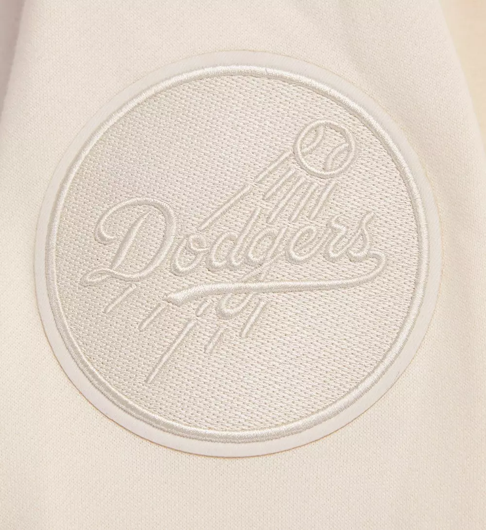 Pro Standard Men's MLB LA Dodgers Neutral Drop Shoulder Fleece Crewneck Sweatshirt - Eggshell - EGGSHELL
