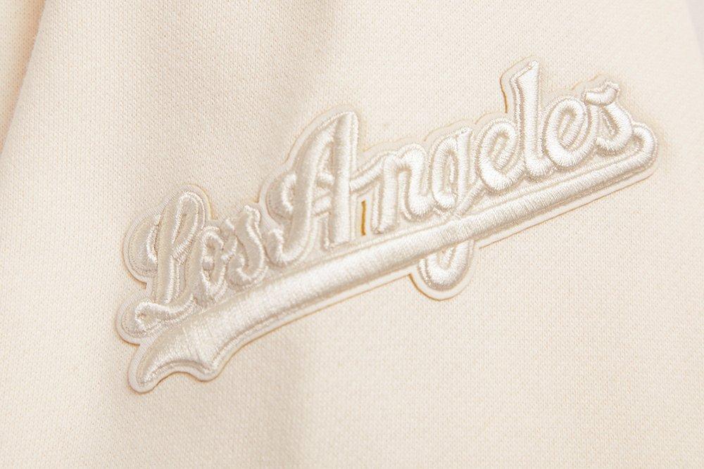 Pro Standard Men's MLB LA Dodgers Neutral Drop Shoulder Fleece Crewneck Sweatshirt - Eggshell - EGGSHELL