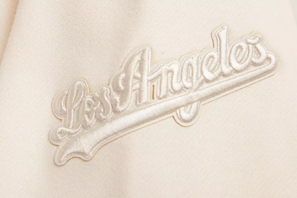 Pro Standard Men's MLB LA Dodgers Neutral Drop Shoulder Fleece Crewneck Sweatshirt - Eggshell - EGGSHELL