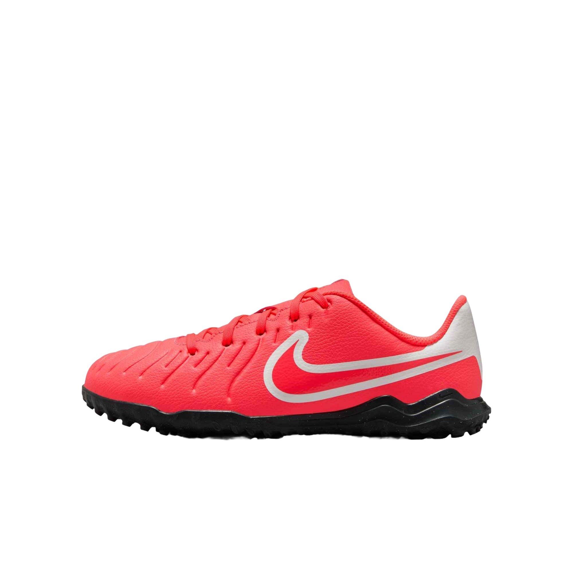 Nike Jr. Tiempo Legend 10 Club Turf Grade School Kids' "Hot Lava/White" Soccer Shoe