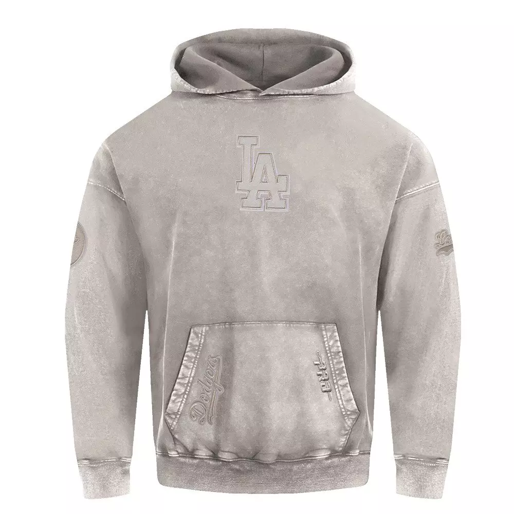 Pro Standard Men's MLB LA Dodgers Classic Enzyme Washed Drop Shoulder FT PO Hoodie - Slate Grey - SLATE GREY