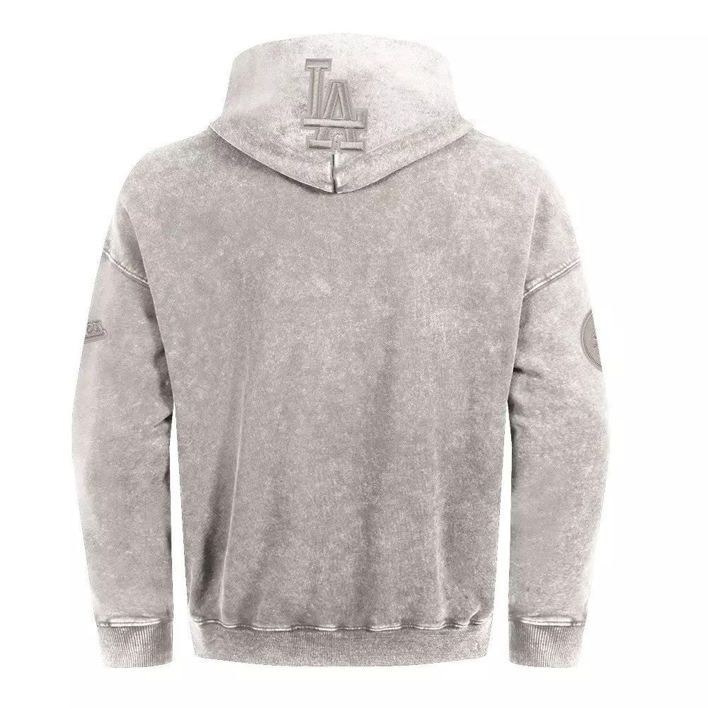 Pro Standard Men's MLB LA Dodgers Classic Enzyme Washed Drop Shoulder FT PO Hoodie - Slate Grey - SLATE GREY