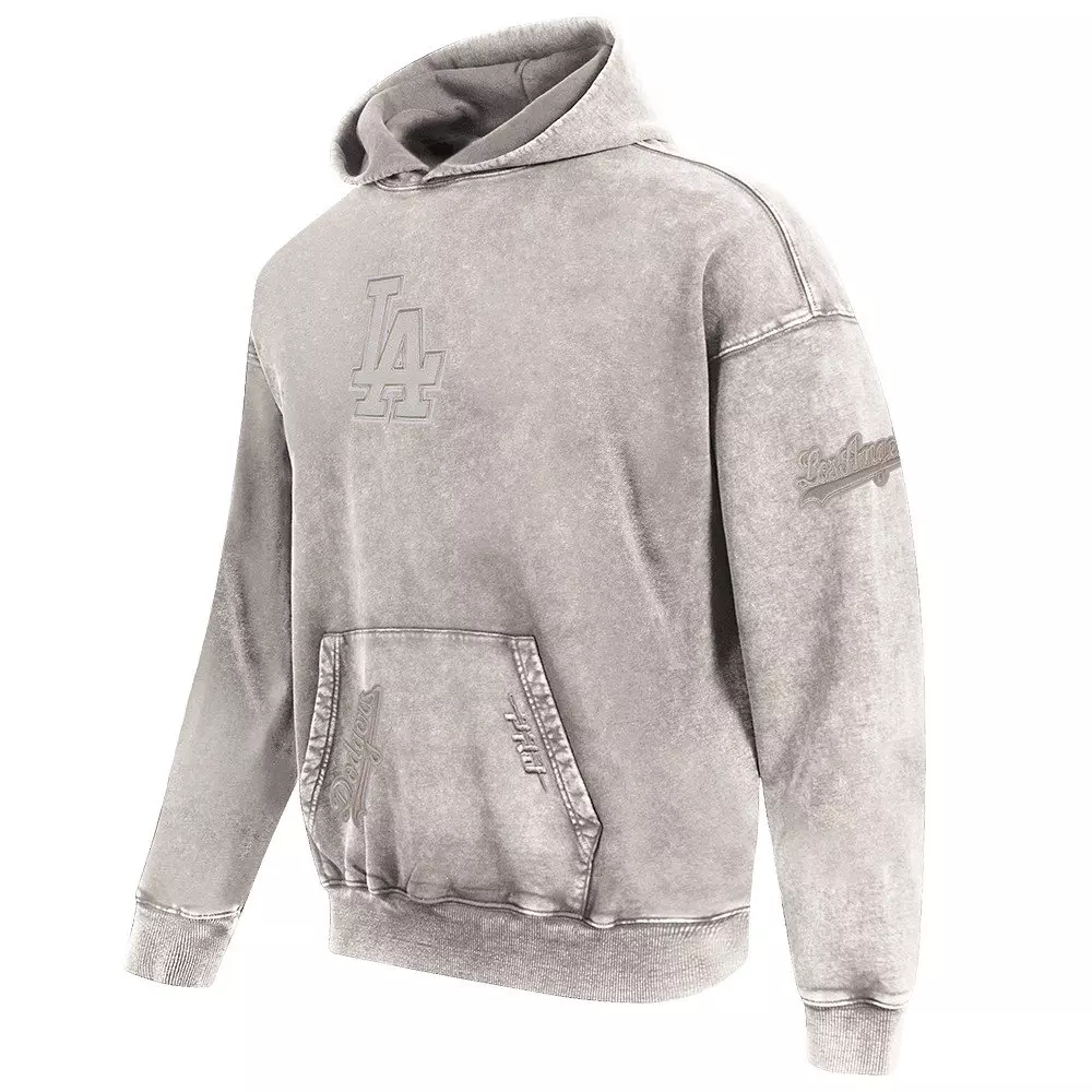Pro Standard Men's MLB LA Dodgers Classic Enzyme Washed Drop Shoulder FT PO Hoodie - Slate Grey - SLATE GREY