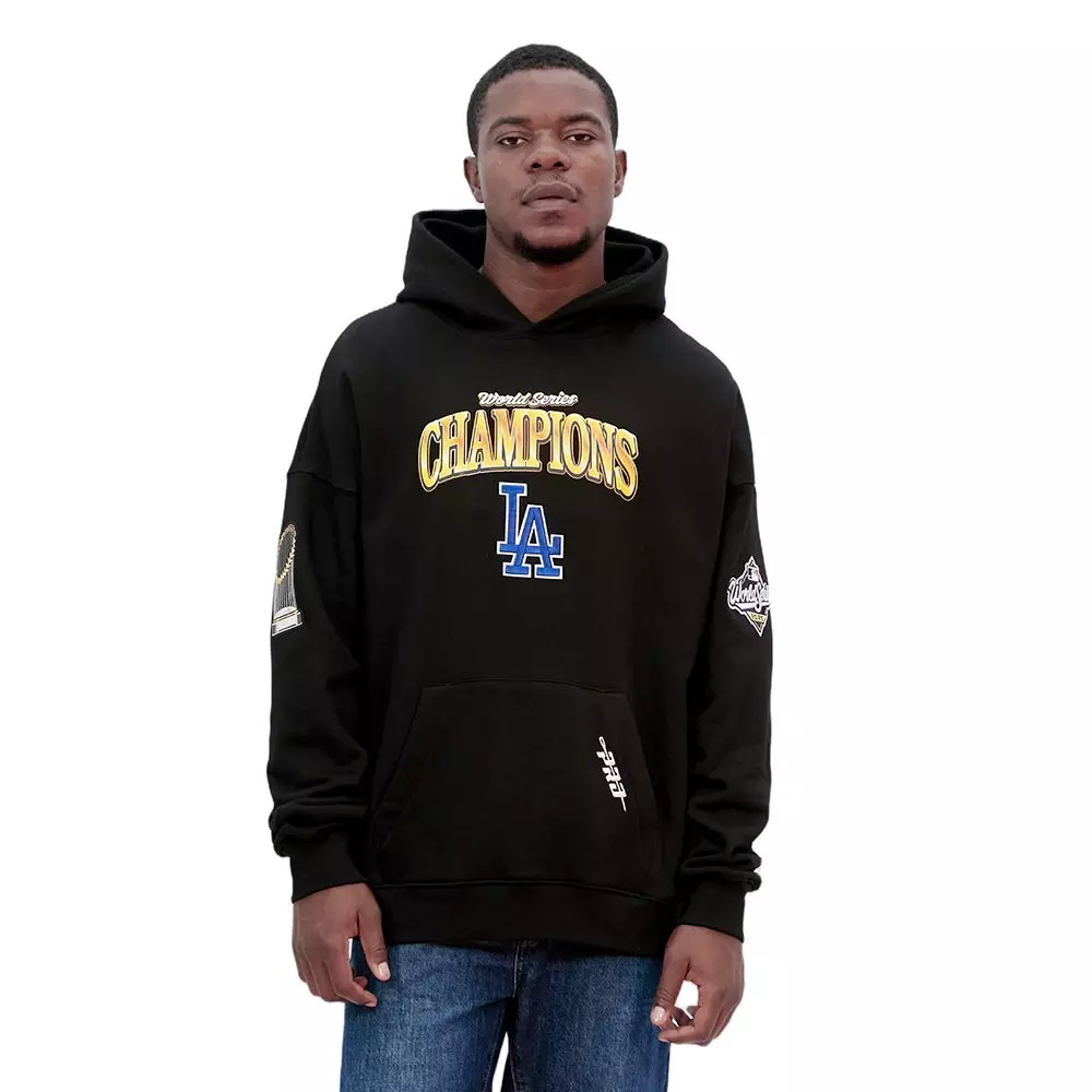 Pro Standard Men's MLB Los Angeles Dodgers 2025 World Series Drop Shoulder Fleece PO Hoodie - Black - BLACK