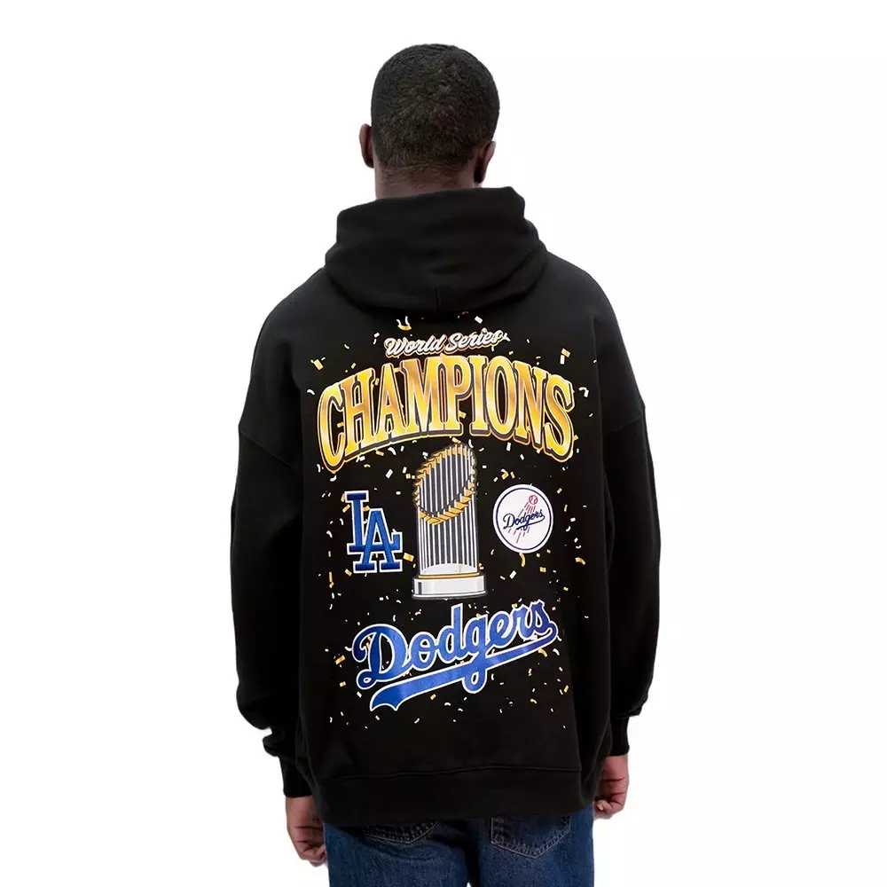 Pro Standard Men's MLB Los Angeles Dodgers 2025 World Series Drop Shoulder Fleece PO Hoodie - Black - BLACK