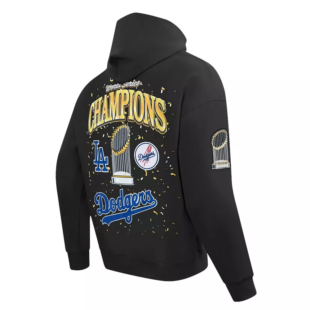 Pro Standard Men's MLB Los Angeles Dodgers 2025 World Series Drop Shoulder Fleece PO Hoodie - Black - BLACK