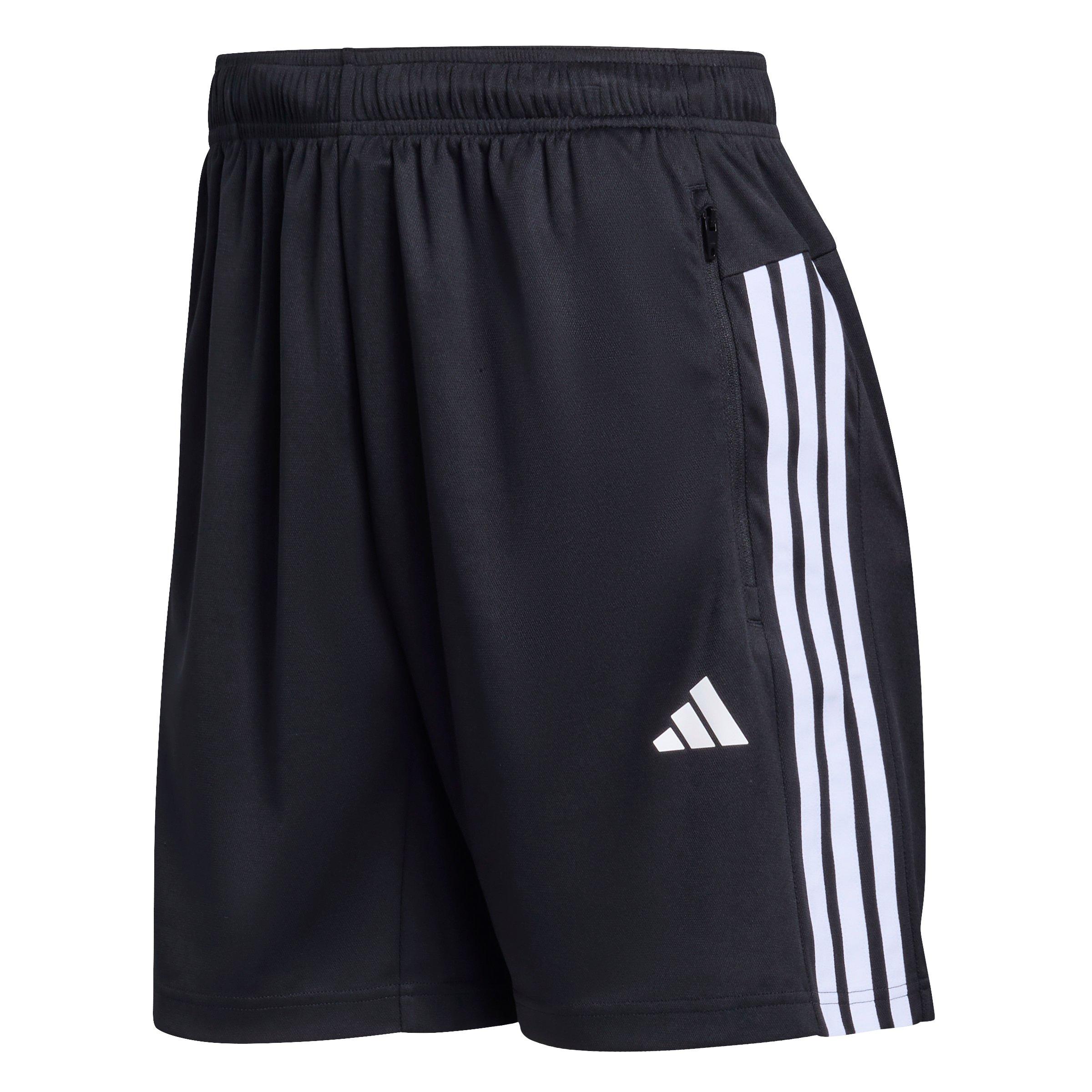 adidas Men's Workout Essentials Base 3-Stripes Pique 9in Shorts - Black/White - BLACK/WHITE Thumbnail View 6