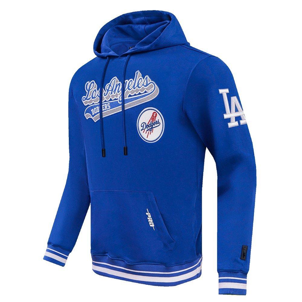 Pro Standard Men's MLB Los Angeles Dodgers Script Tail Rib Fleece Pullover Hoodie - Blue - BLUE