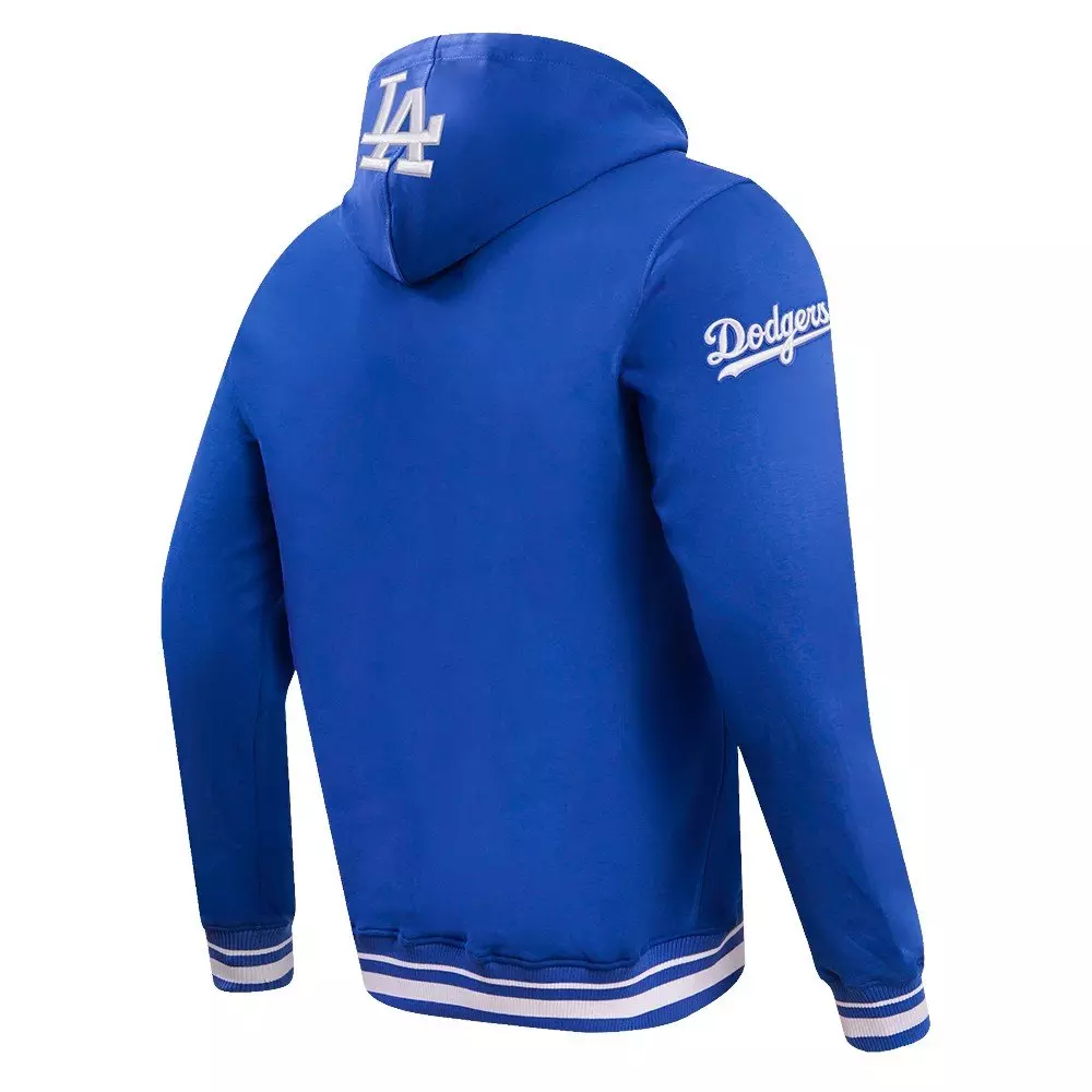 Pro Standard Men's MLB Los Angeles Dodgers Script Tail Rib Fleece Pullover Hoodie - Blue - BLUE